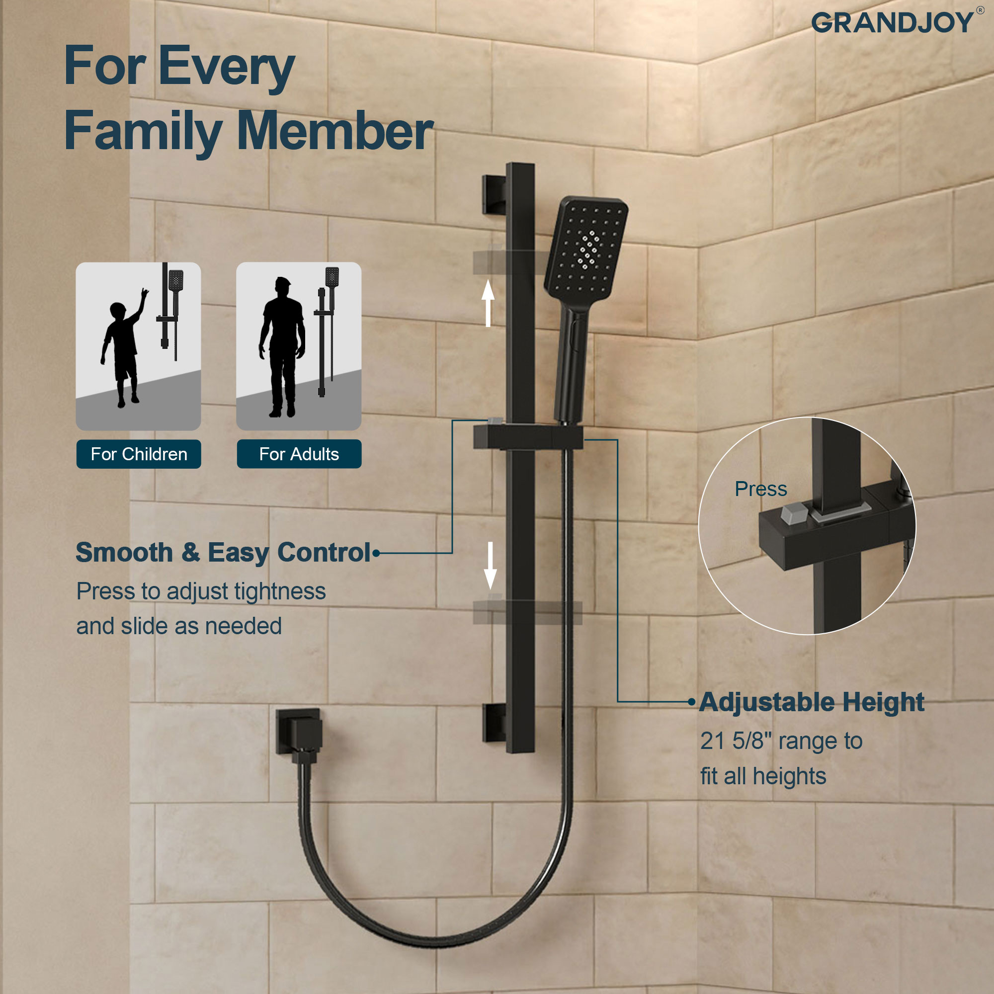 GRANDJOY SGF11GJ-35BL Fixed-Showerhead - View #6