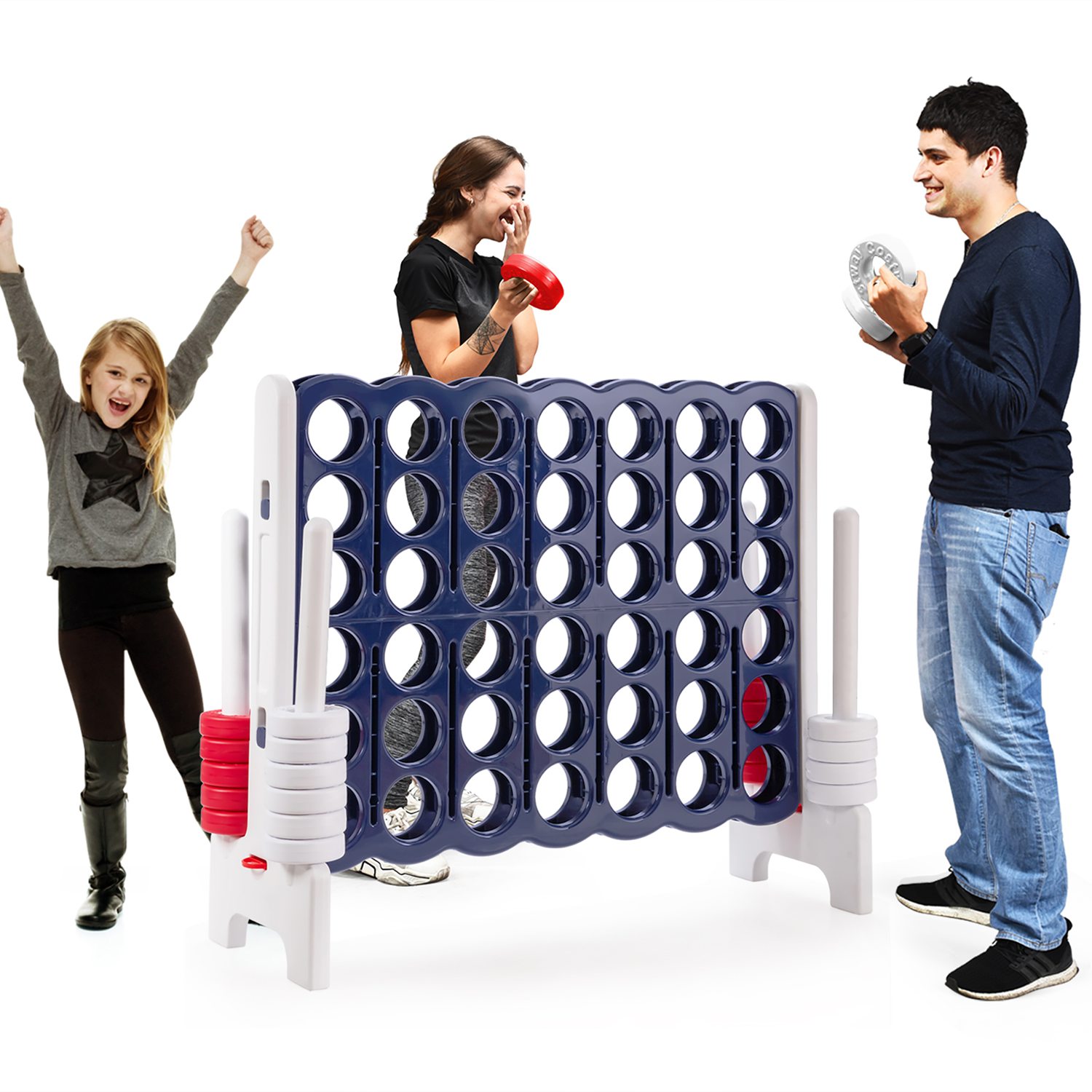 Costway CSHY000246 Jumbo 4-to-Score 4 in A Row Giant Game Set Indoor Outdoor Adults Kids Family Fun