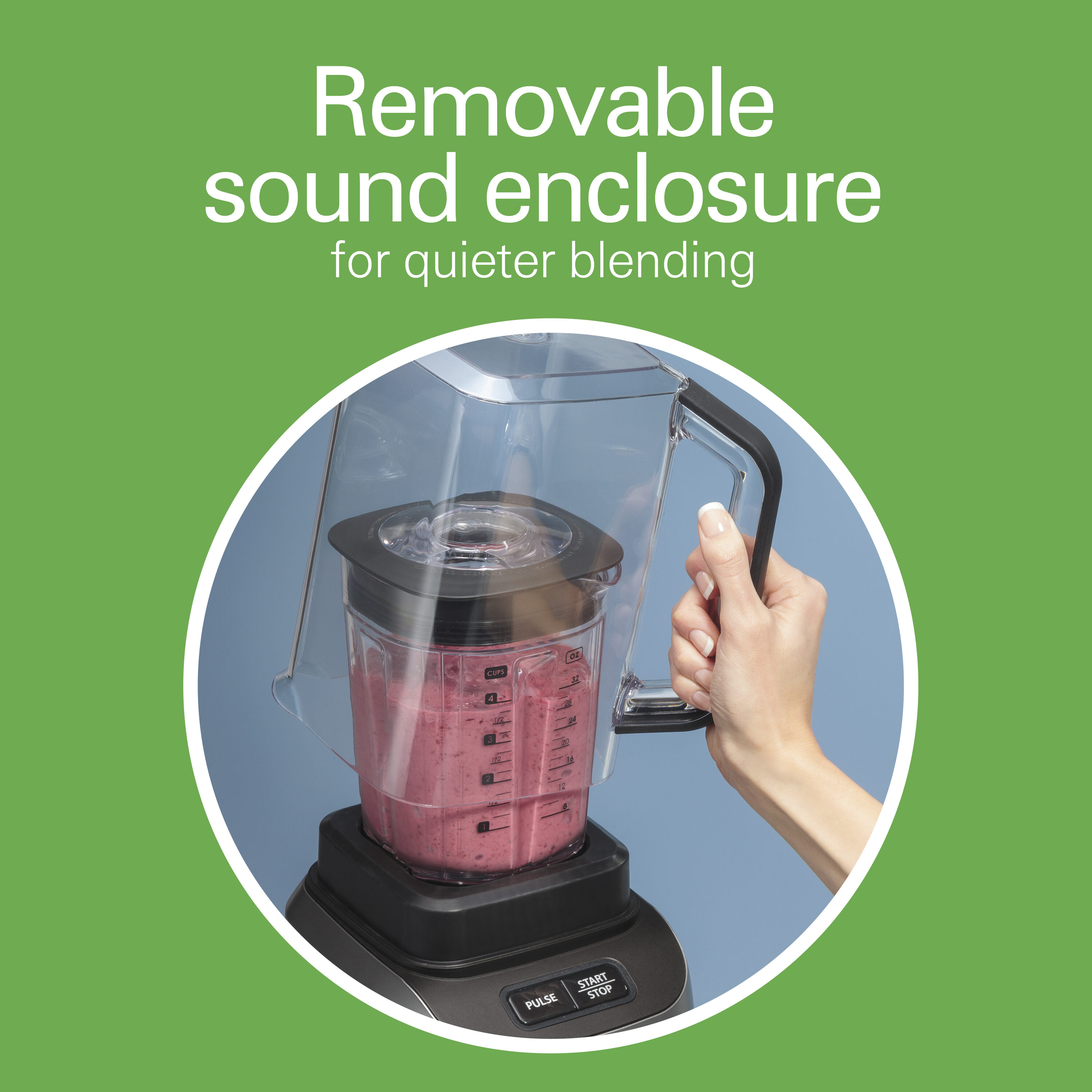 Hamilton Beach With a 2.0 peak horsepower motor, rubber-mounted components,  optimal motor airflow, and a removable shield, the Hamilton Beach  Professional Quiet Blender powers through tough ingredients quietly. in the  Blenders department