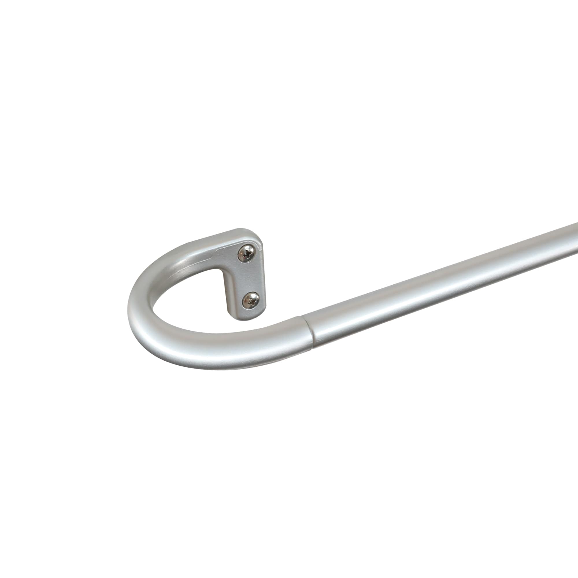 Decopolitan 31083-MS28 28-in to 48-in Silver Steel Wrap-around curtain rod with Finials