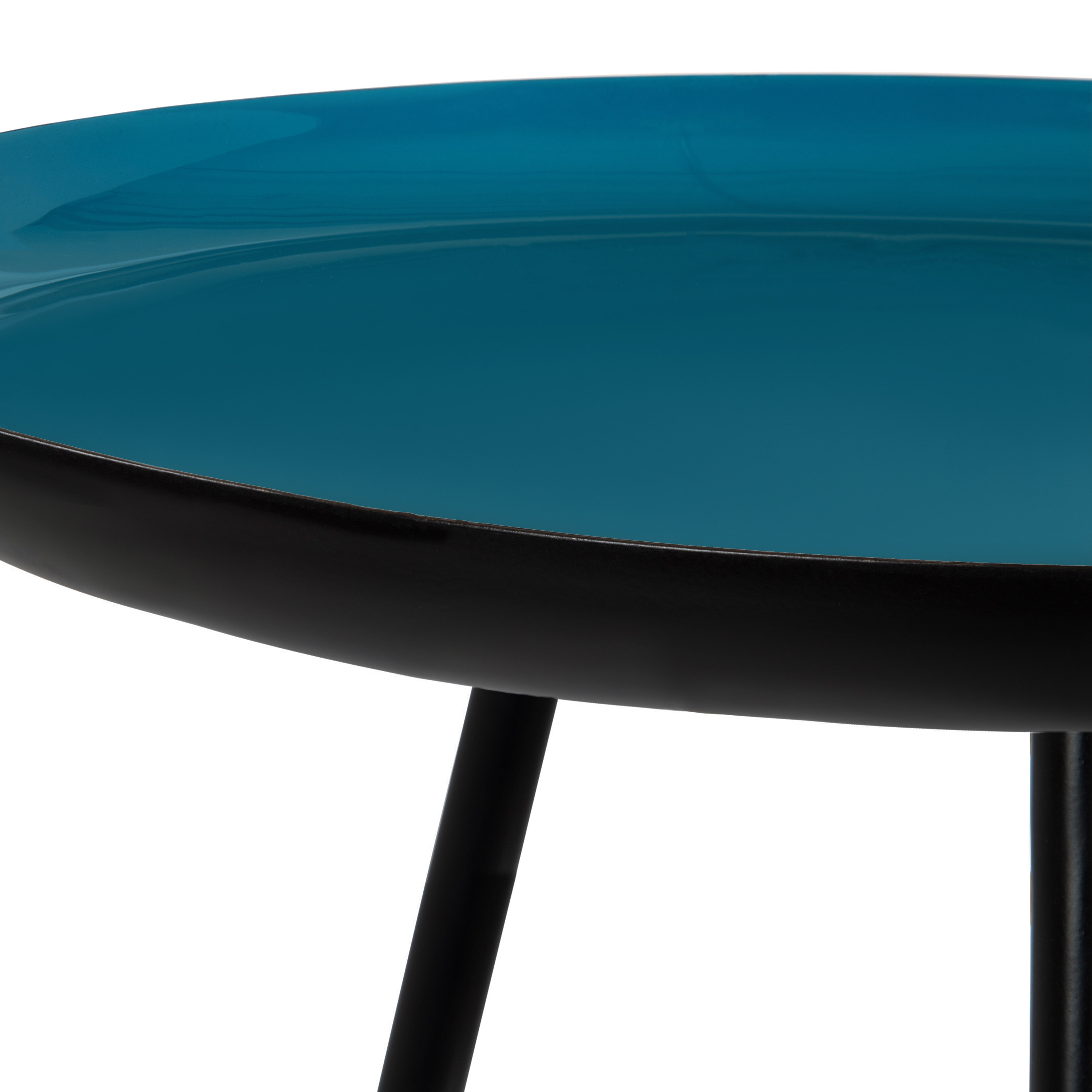 Laranya Round Teal and Gold Metal Side Table