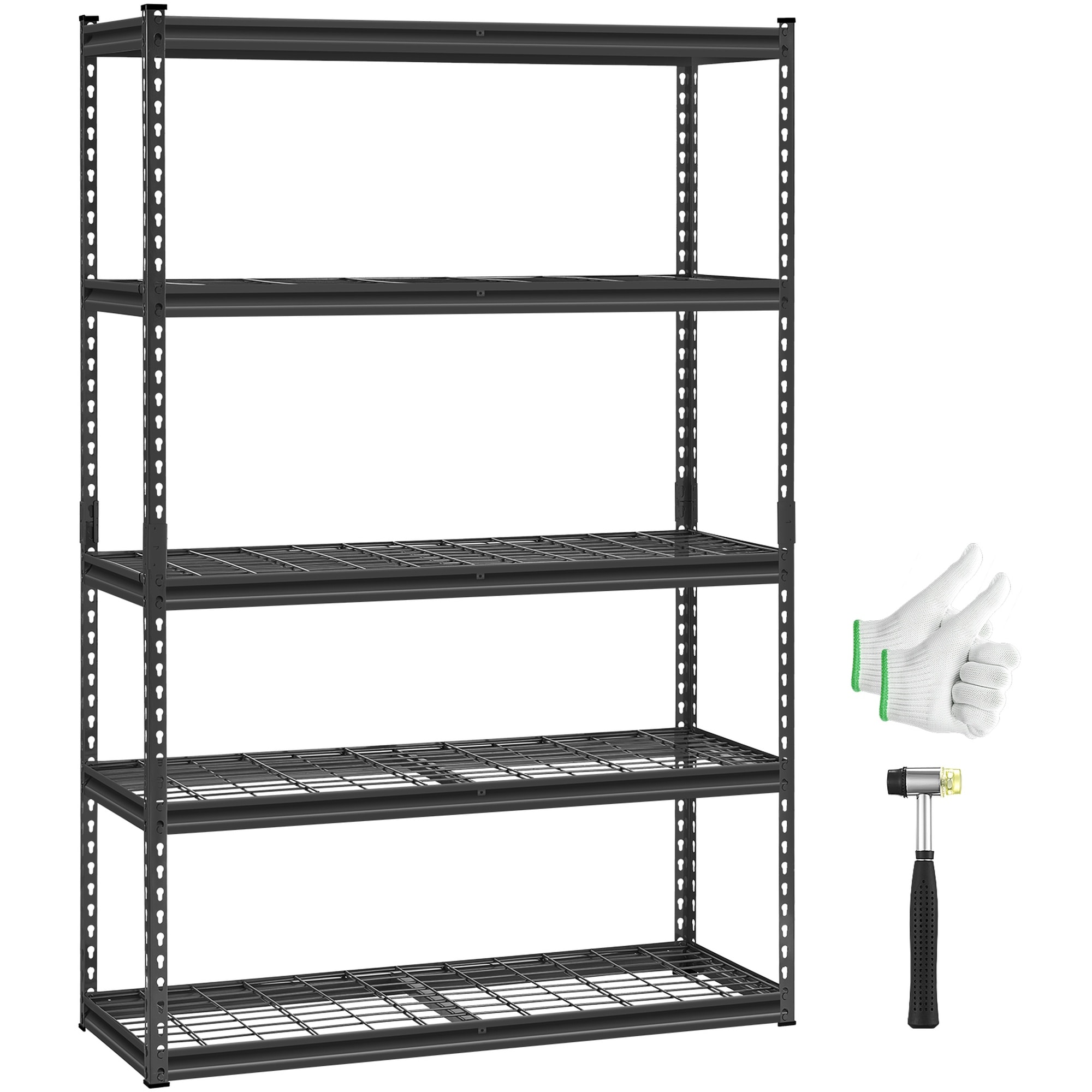 HyperDrop Cart Household and Industrial 5-Tier Metal Shelf/Adjustable Heavy Duty Storage Organizer/Black Wire Shelving for Garage/Basement/Pantry and Bathroom