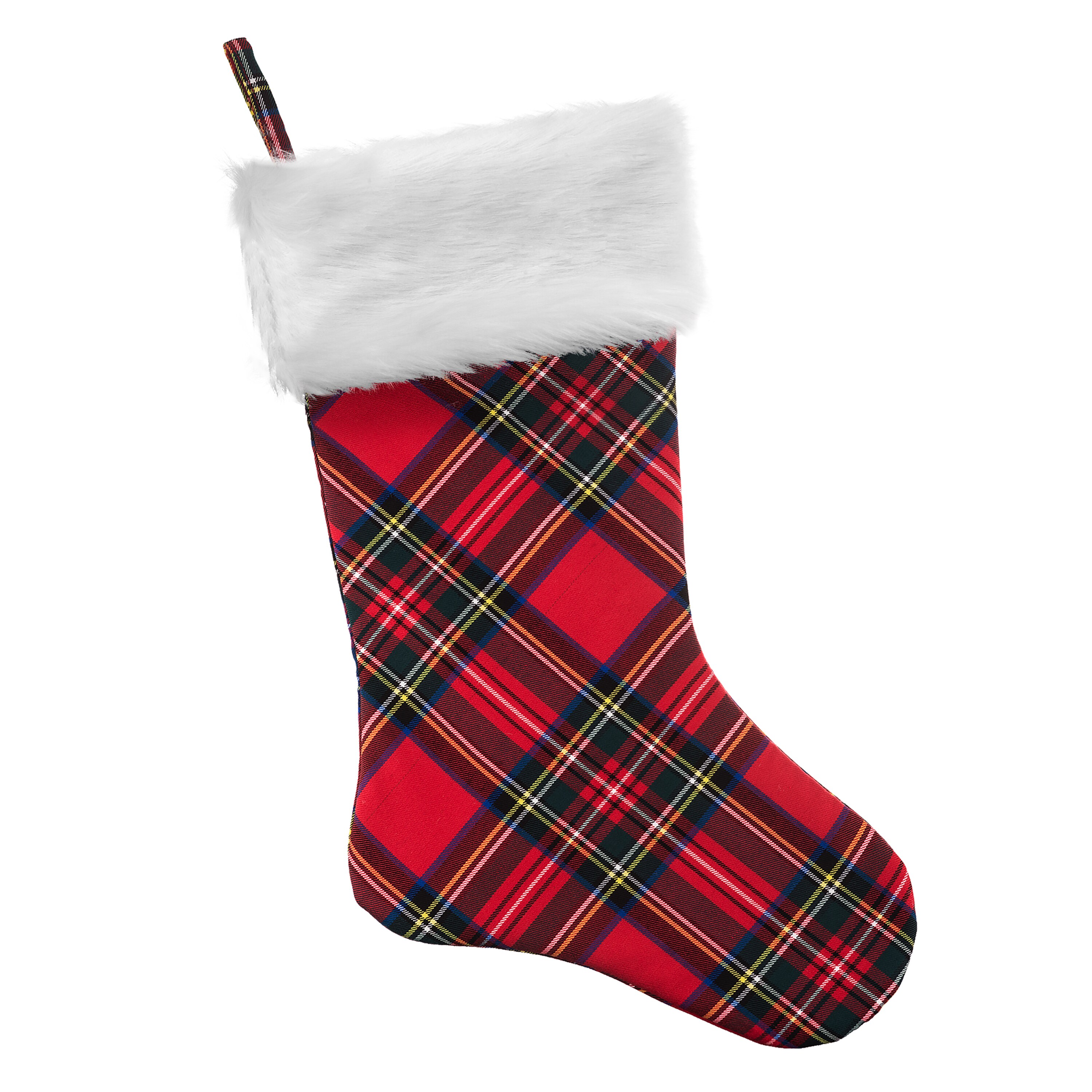 Haute Decor HR0103 18.7-in Red Plaid Christmas Stocking