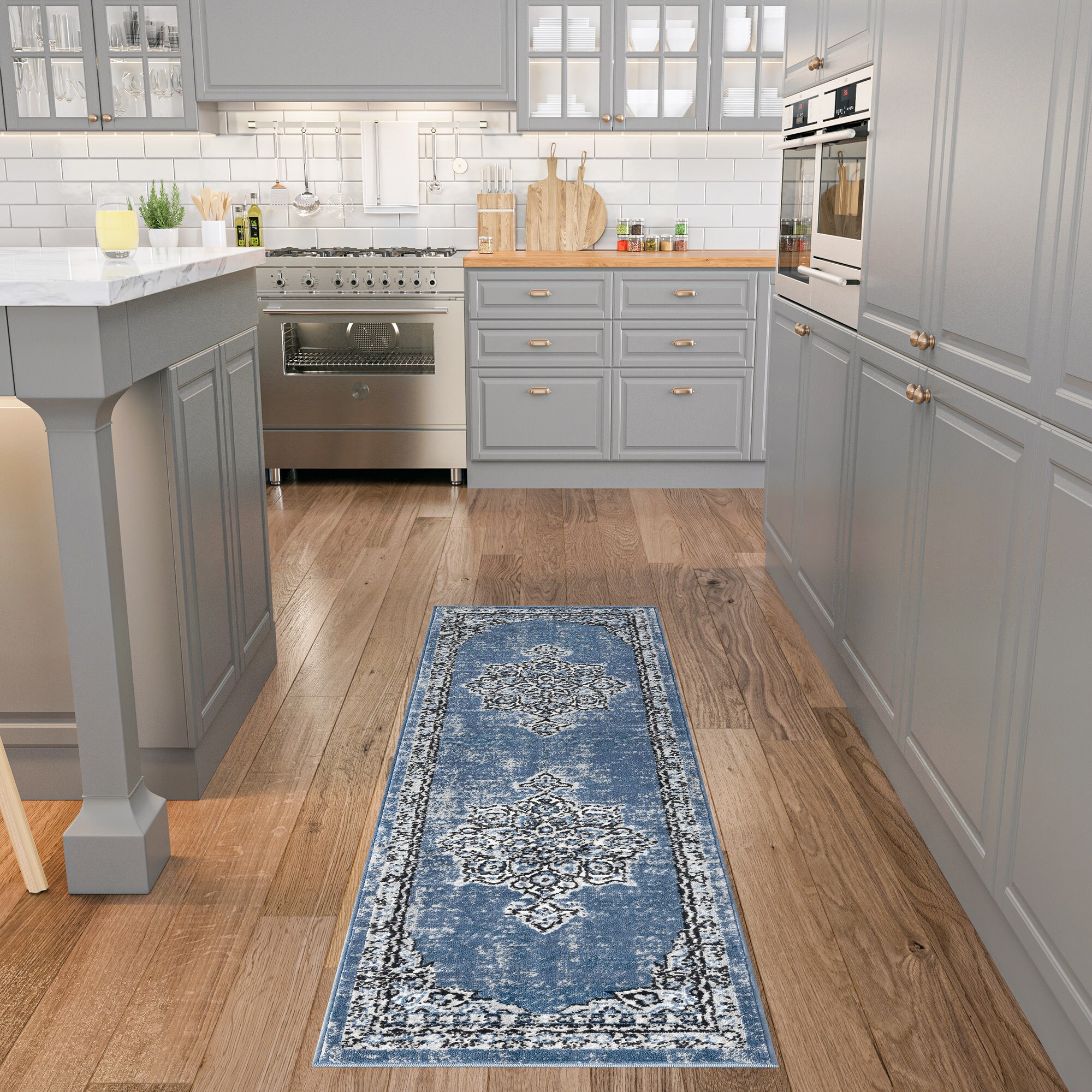 Tayse WYT1406 2X8 Wyatt 2 x 8 (ft) Loomed Polypropylene Blue Rectangular Indoor Runner rug
