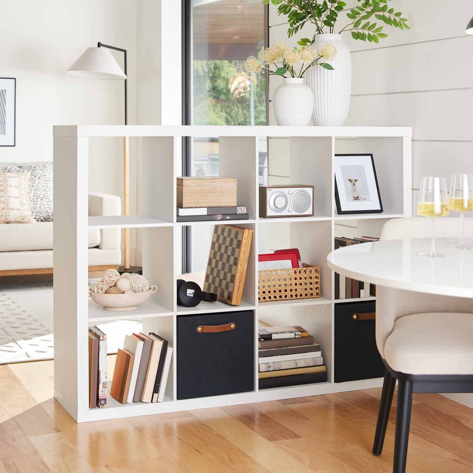 JUSHUA 12 Cube Storage Organizer White Texture