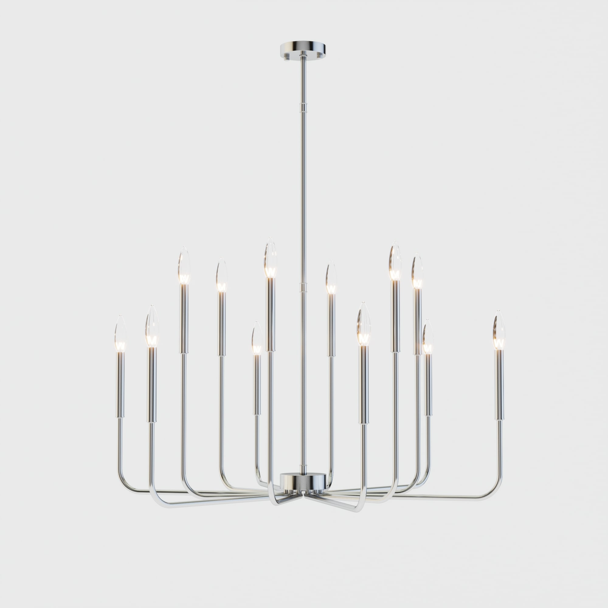 Maxax 19225-12NI Boise 12 -Light Brushed Nickel Traditional Bare bulb For Use in Bedrooms, Dining Rooms, Foyers, Kitchens, Living Rooms Chandelier