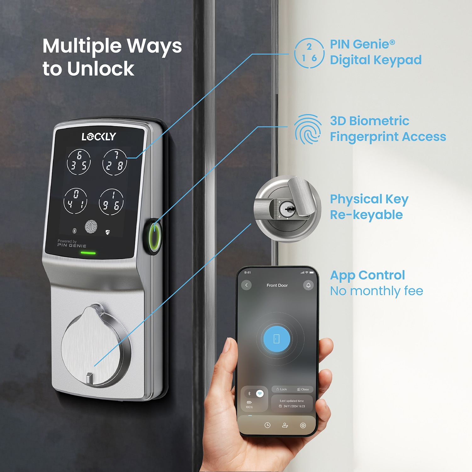Lockly PGD728W-SN Electronic-Door-Locks - View #2