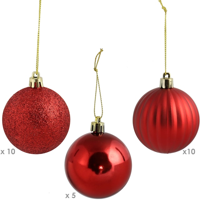 Sunnydaze Decor 25-Pack Red Standard Indoor Ornament Set Shatterproof ...