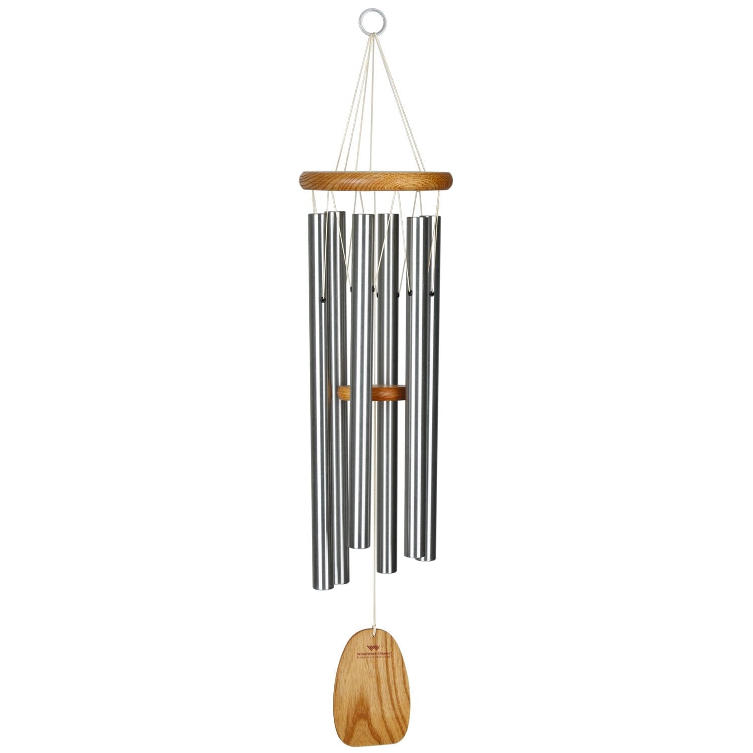 Silver Aluminum and Cherry Ash Wood Wind Chime, 34"