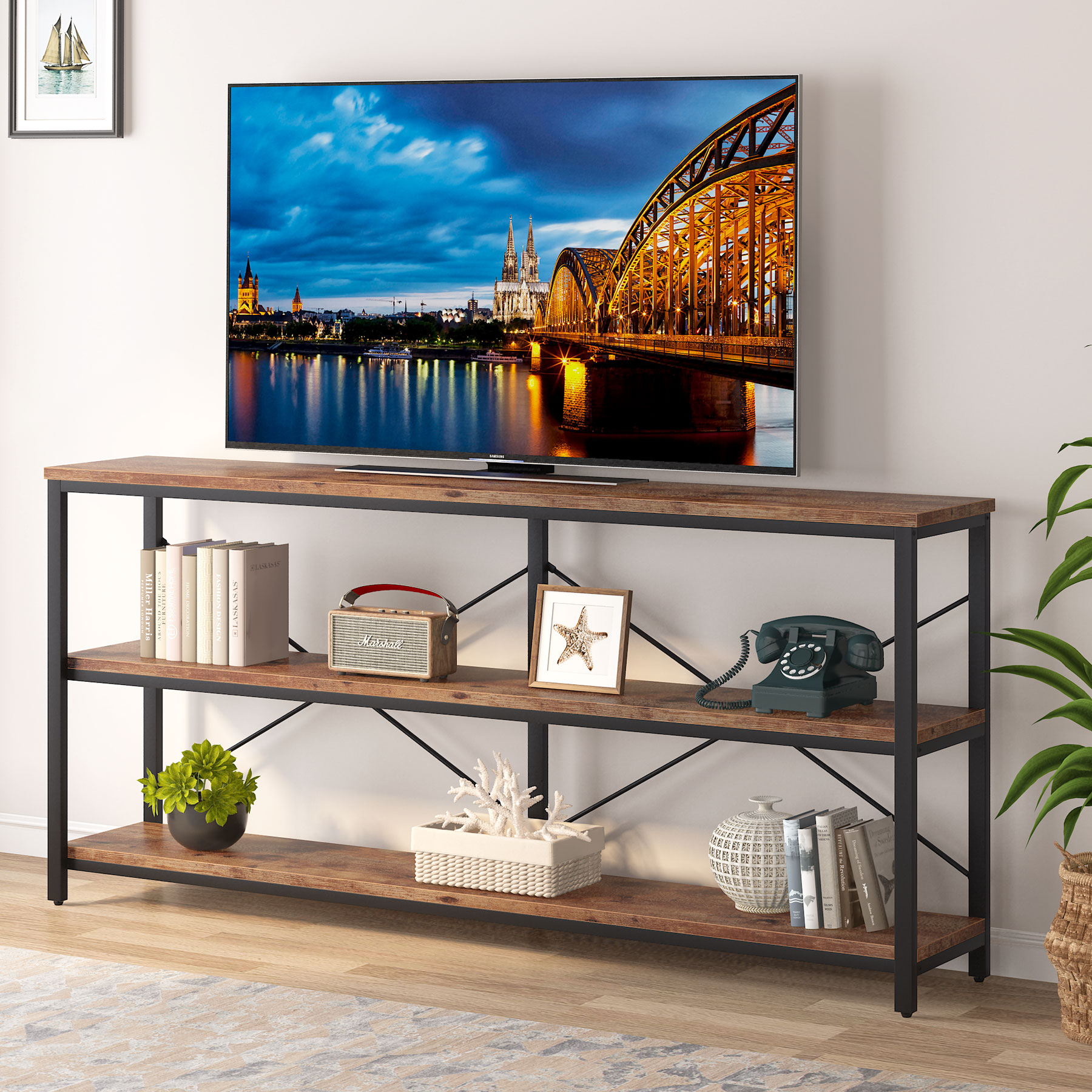 Tribesigns Hoga-M0129 Industrial Brown Console Table HOGA