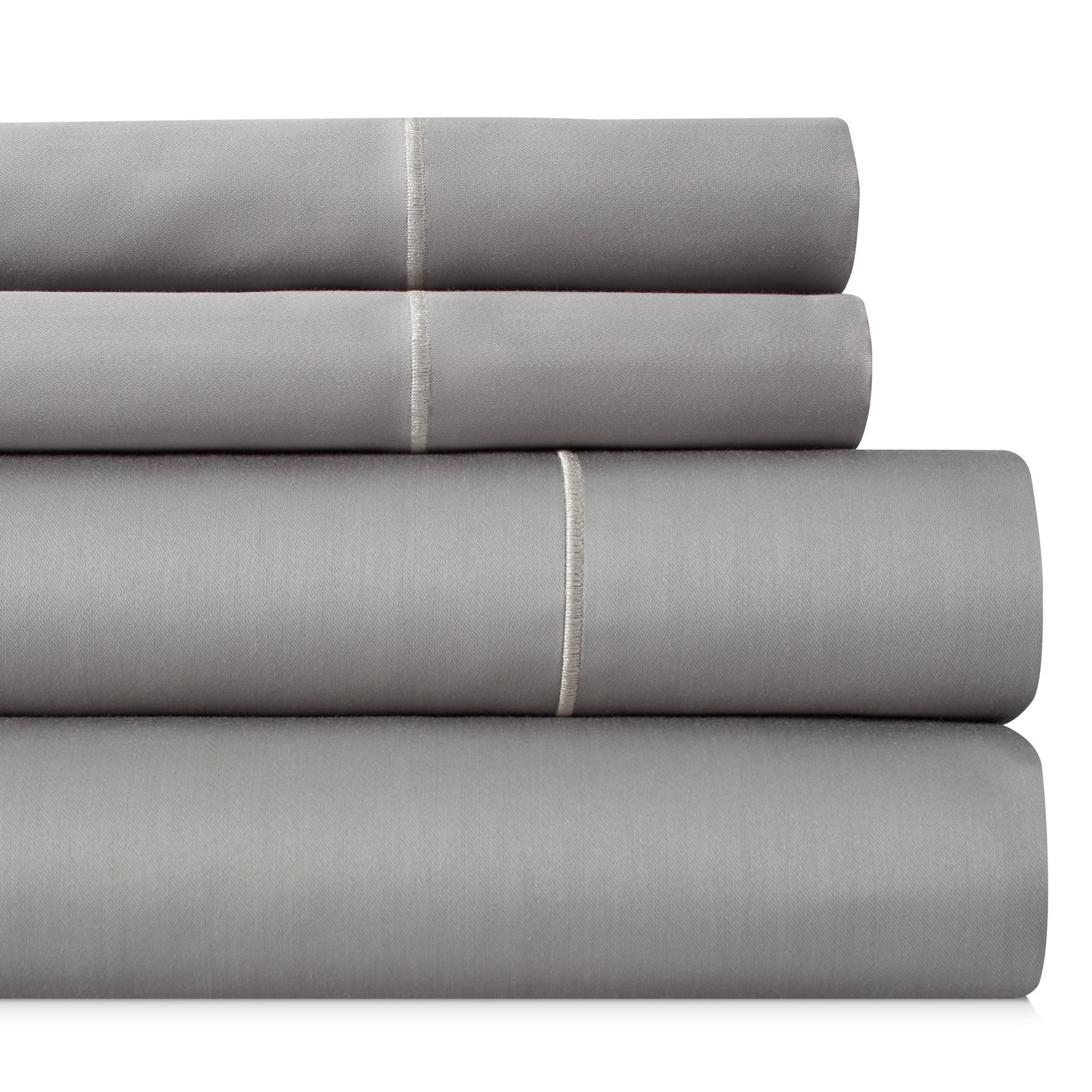 Bibb Home King 1000 -Thread Count Cotton polyester blend Silver 4 -Piece Bed Sheet Set