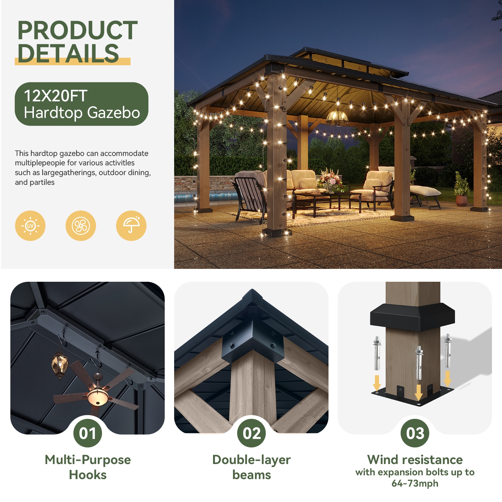 AOXUN G30007 Wood-Resin-Gazebos - View #2