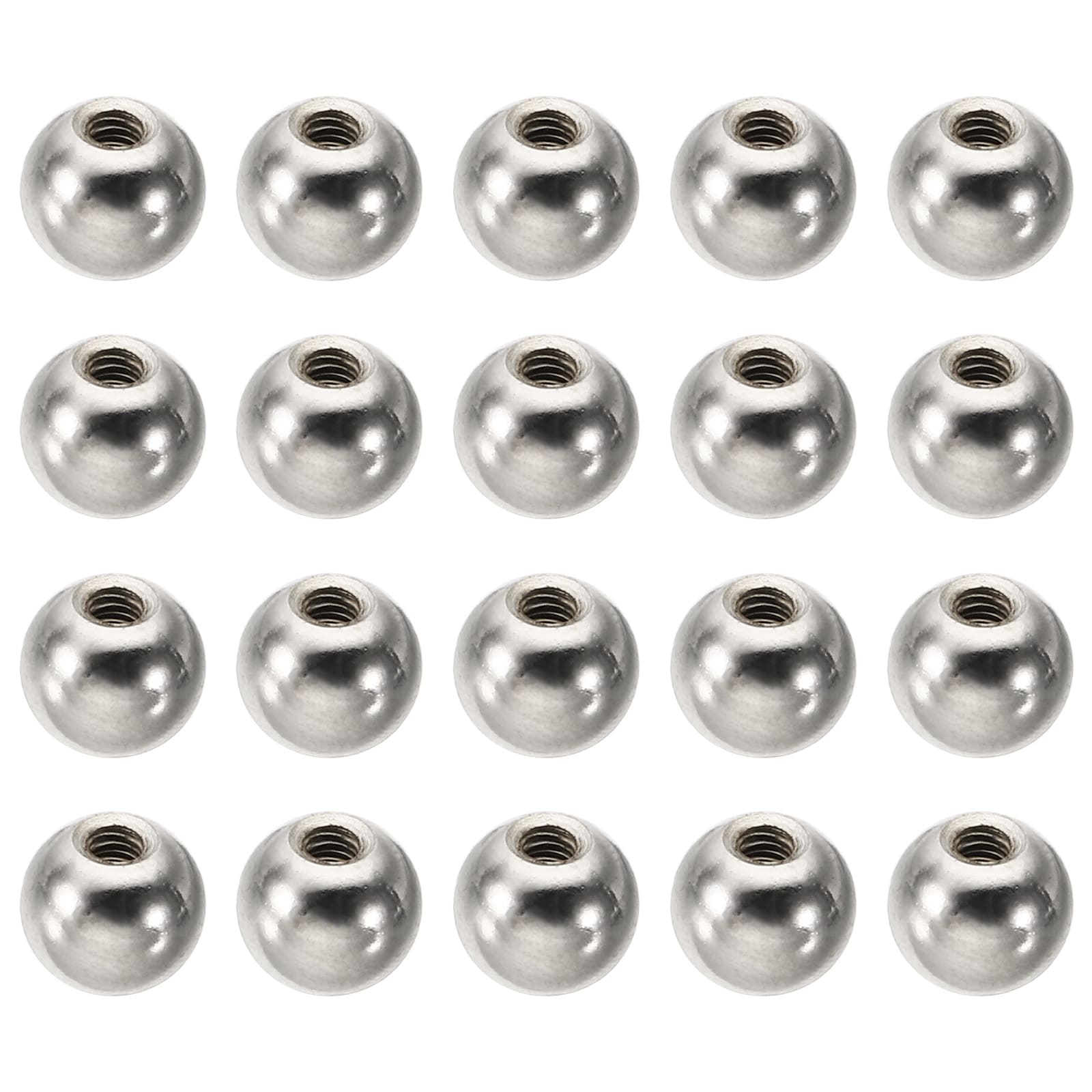 PATIKIL M3x0.5mm Ball Nuts Knob 30pcs Carbon Steel Drilling Ball Caps Blind Hole Handle Nut Decoration for Furniture Lamp or DIY Project Silver Tone
