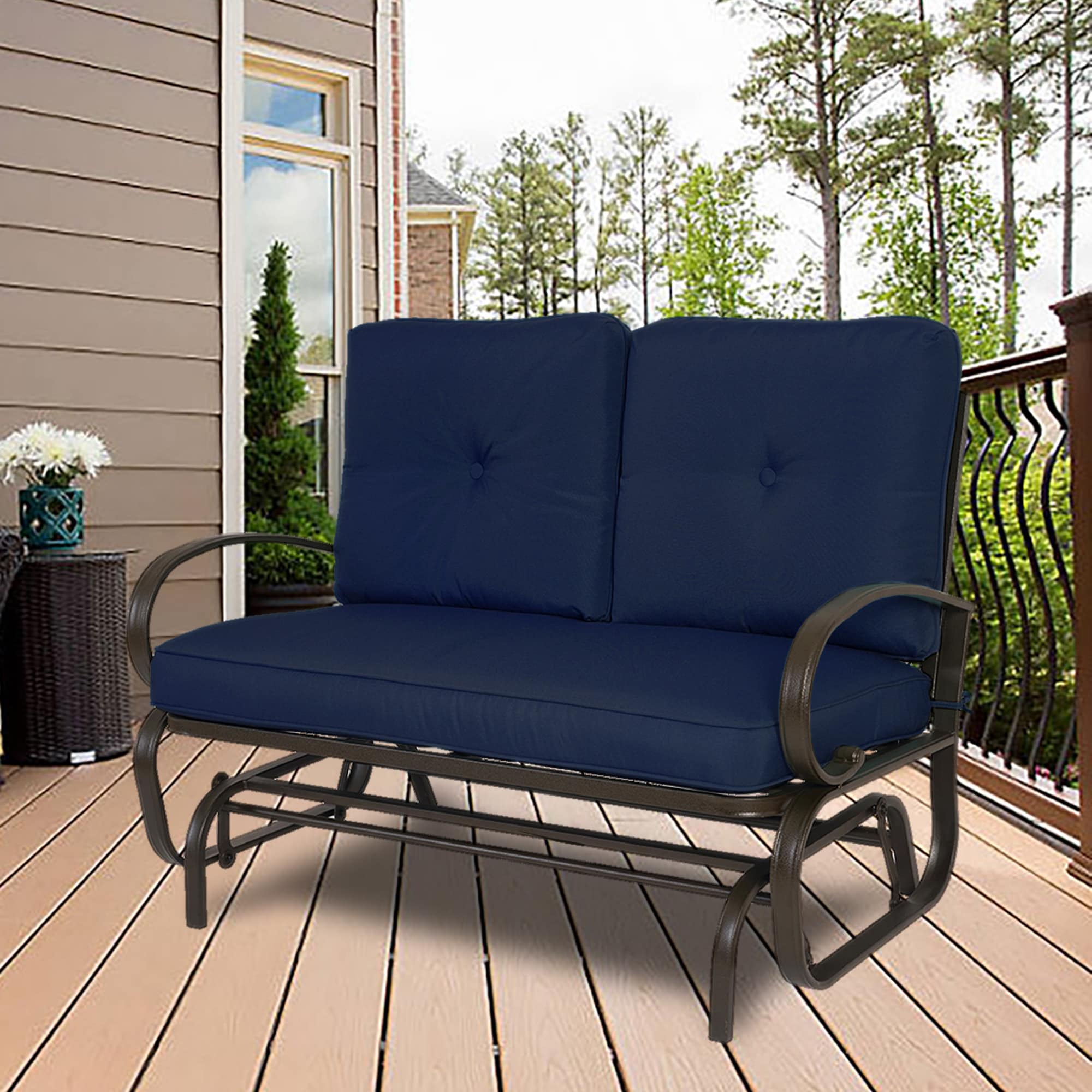 Kozyard KZGLSNV 2 -person Brown/Powder Coated Iron Outdoor Glider
