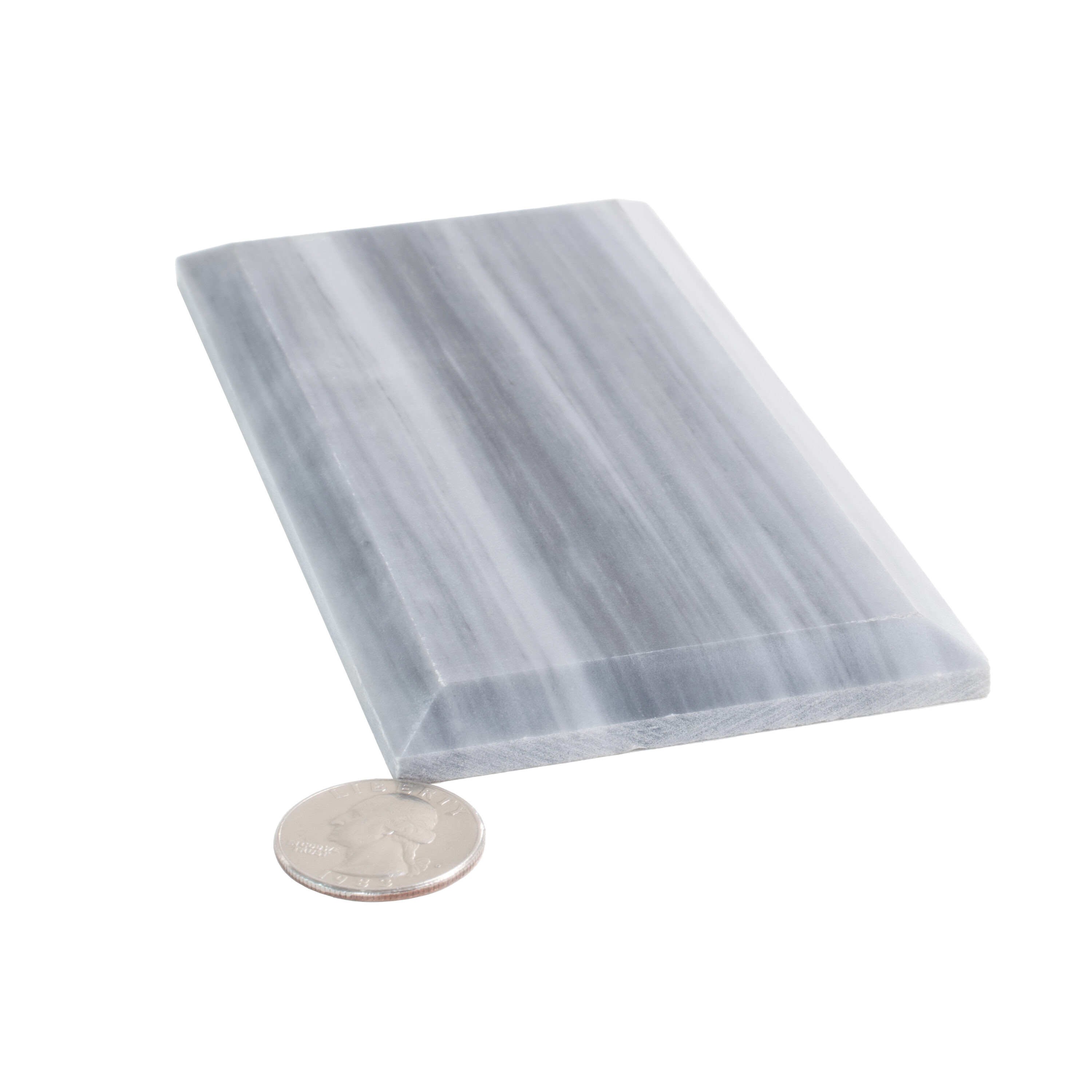 Gray 3" x 6" Beveled Polished Marble Subway Tile