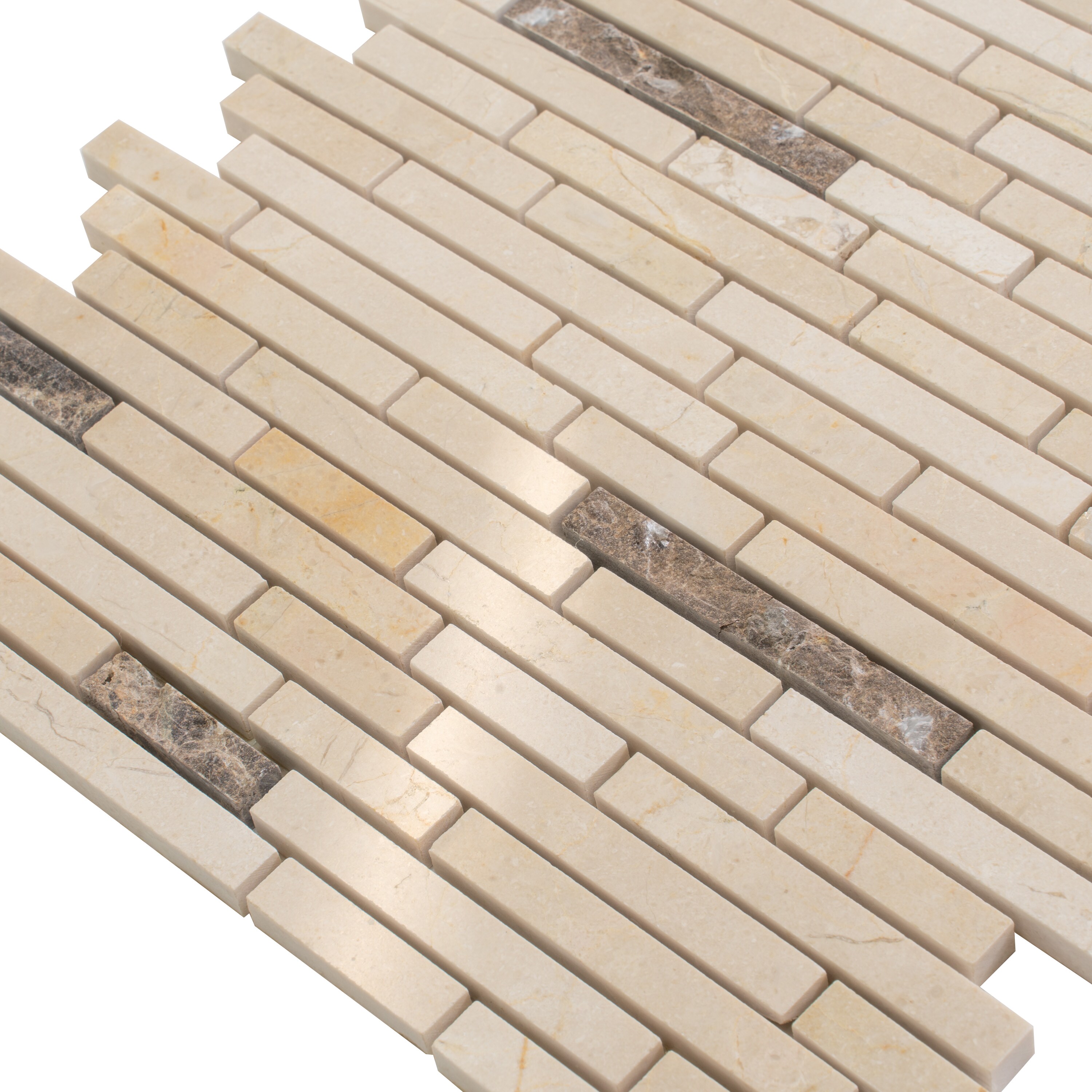 Beige Linear Polished Marble Mosaic Tile 12" x 11.6"