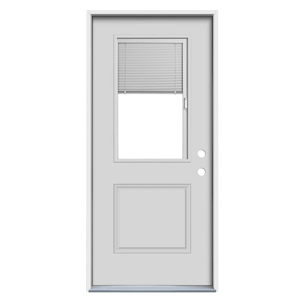RELIABILT ABS614090 36-in x 80-in x 4-9/16-in Steel Half lite Left-hand inswing Primed Prehung Front Door Insulating core with Blinds
