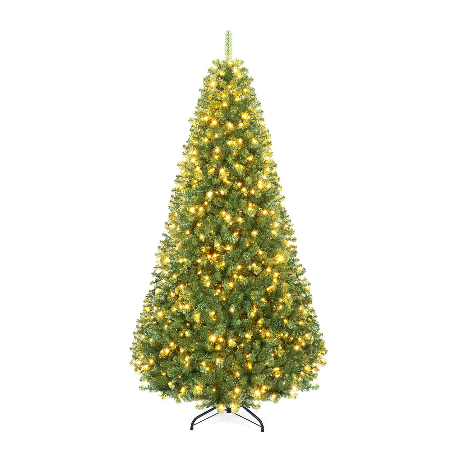 SUGIFT 8-ft Pre-Lit Green Artificial Christmas Tree with Warm White and Multicolor LED Lights