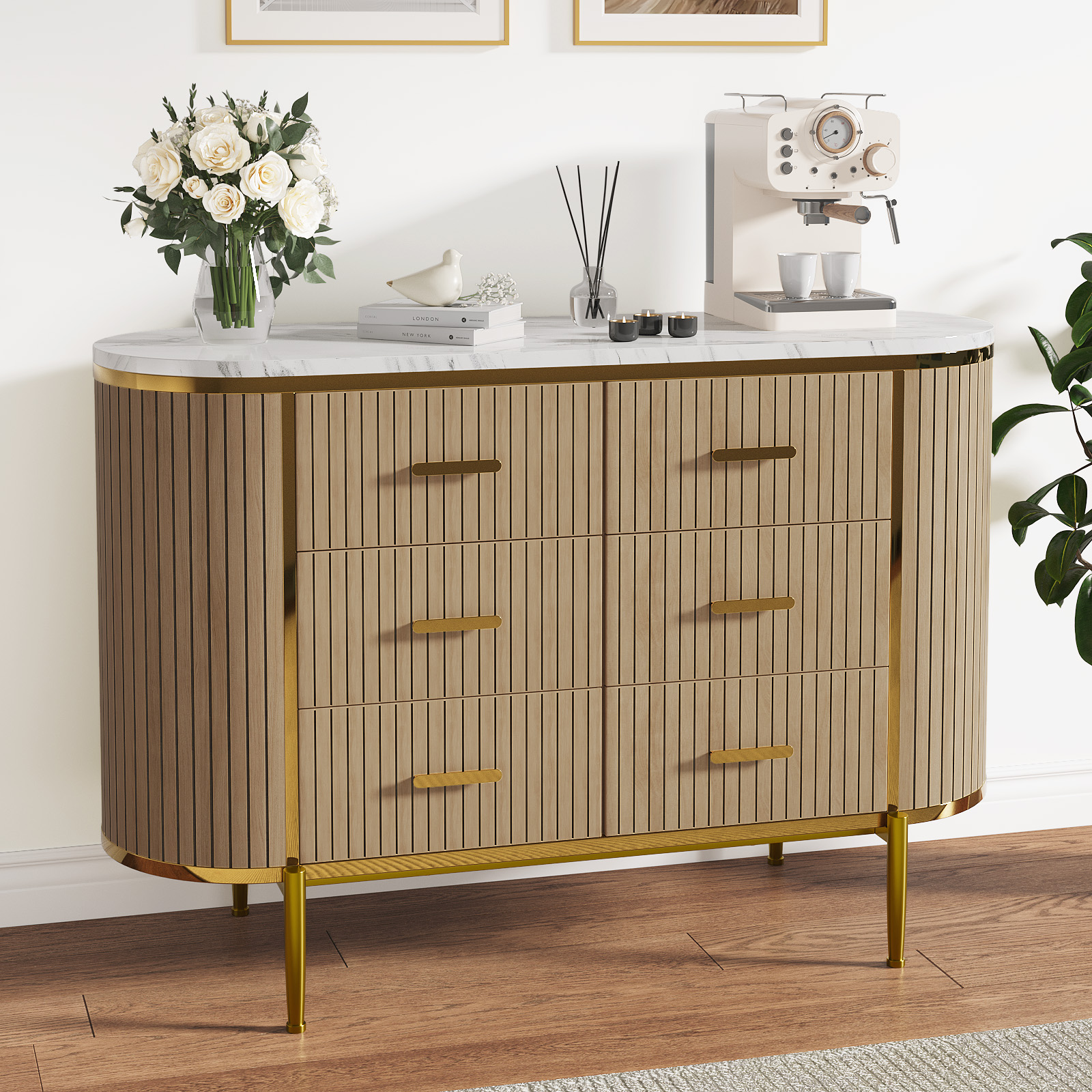 marble and gold dresser Garvee Mid Century Modern Fluted 6 Drawer 47in Wide Chest with Curved Profile Faux Top Metal Handles Sturdy Wooden TV Stand Oak in the Dressers department at color:kimberly-mini-dress-clear-sequin-maroon swatch:https://www.motelrocks.com/cdn/shop/files/KIMBERLY-MINI-DRESS-CLEAR-SEQUIN-MAROON0324D.jpg?v=1729845938&width=100