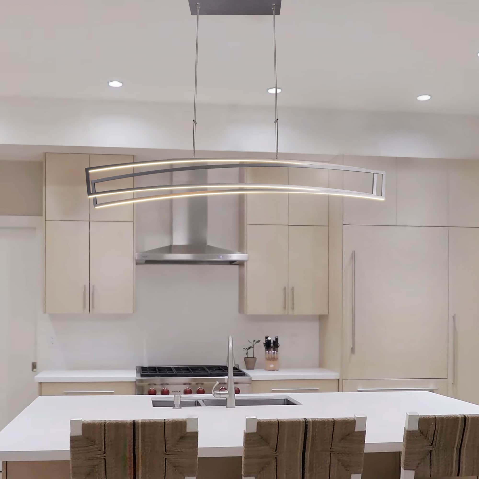 Sirius 46-Inch Silver Integrated LED Linear Chandelier