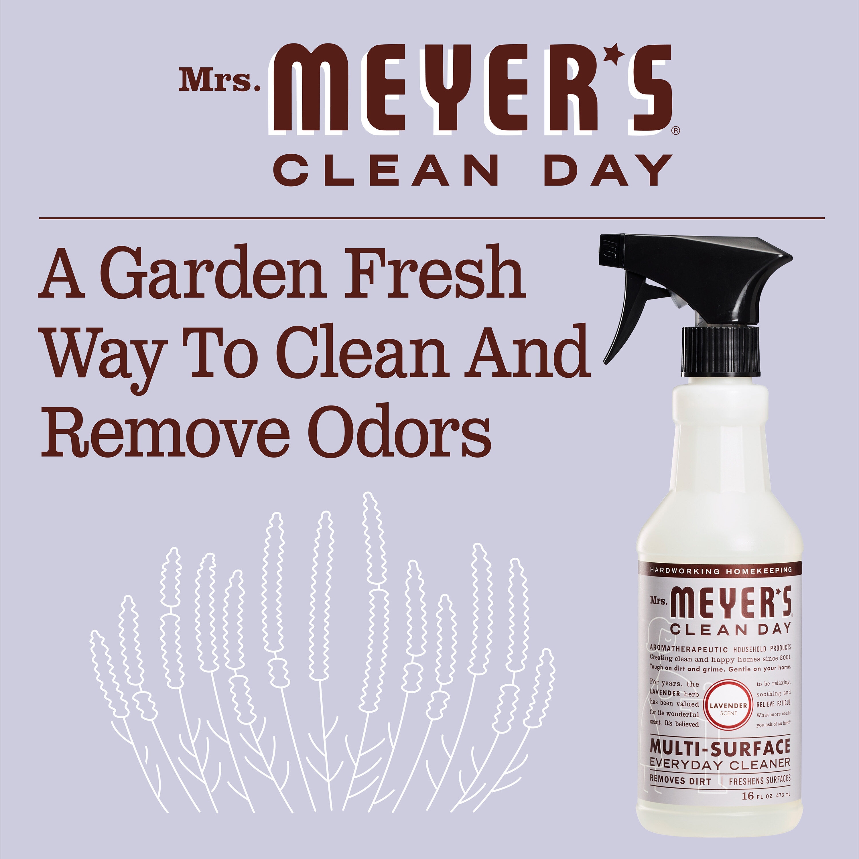  Mrs. Meyer's All-Purpose Cleaner Spray, Basil, 16 fl