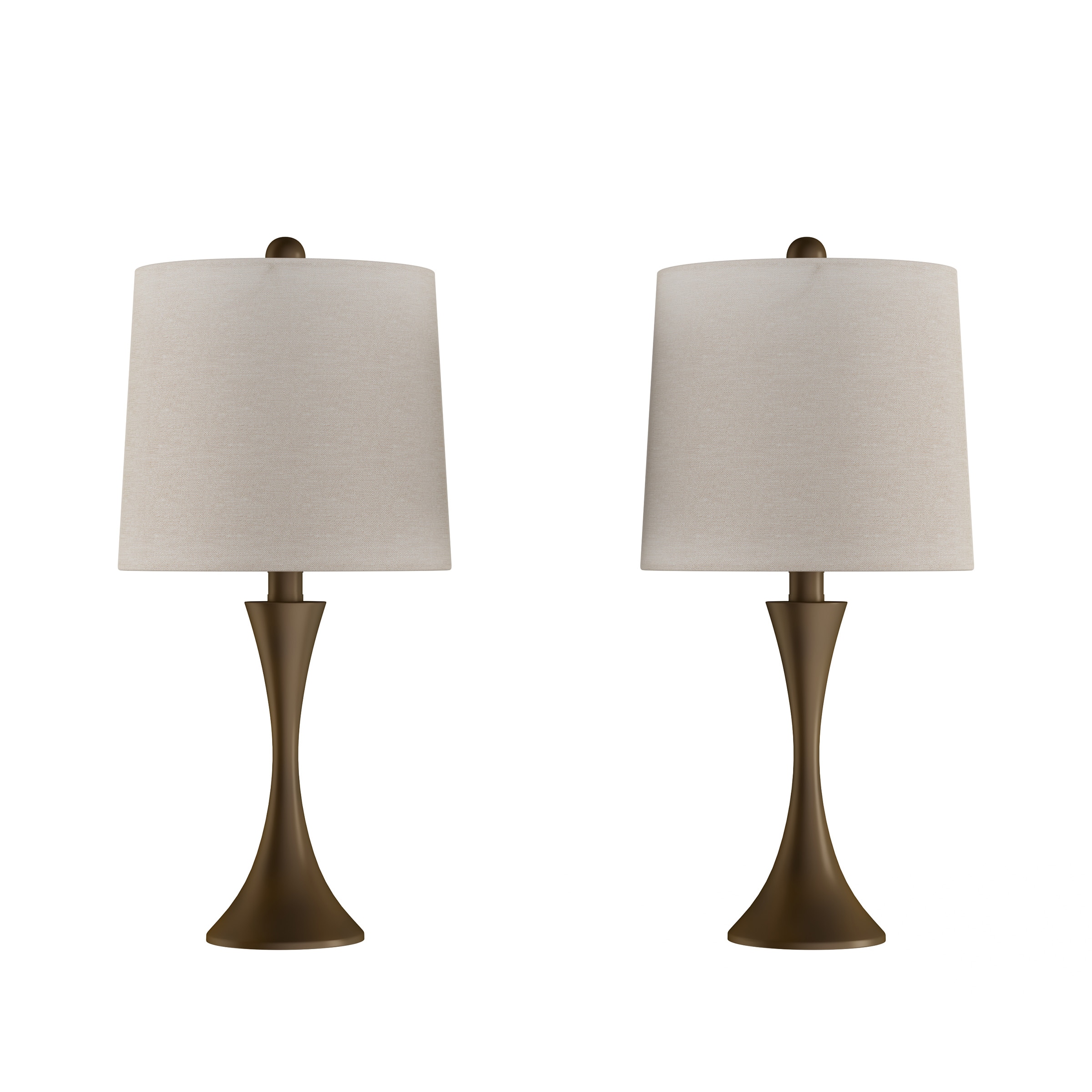 StyleCraft Home Collection 30.5-in Antique Brass 3-way Table Lamp with  Fabric Shade (Set of 2)