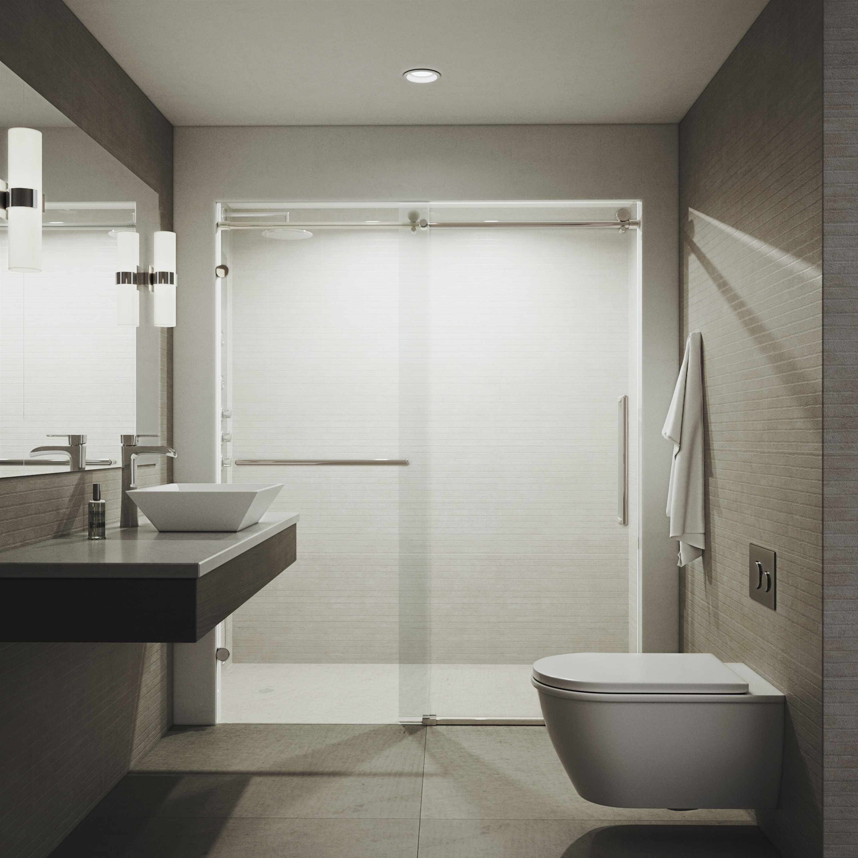 VIGO VG6080STCL7274 Ferrara Stainless steel 72-in to 73-in W x 74-in H Frameless Clear Glass Sliding Shower door