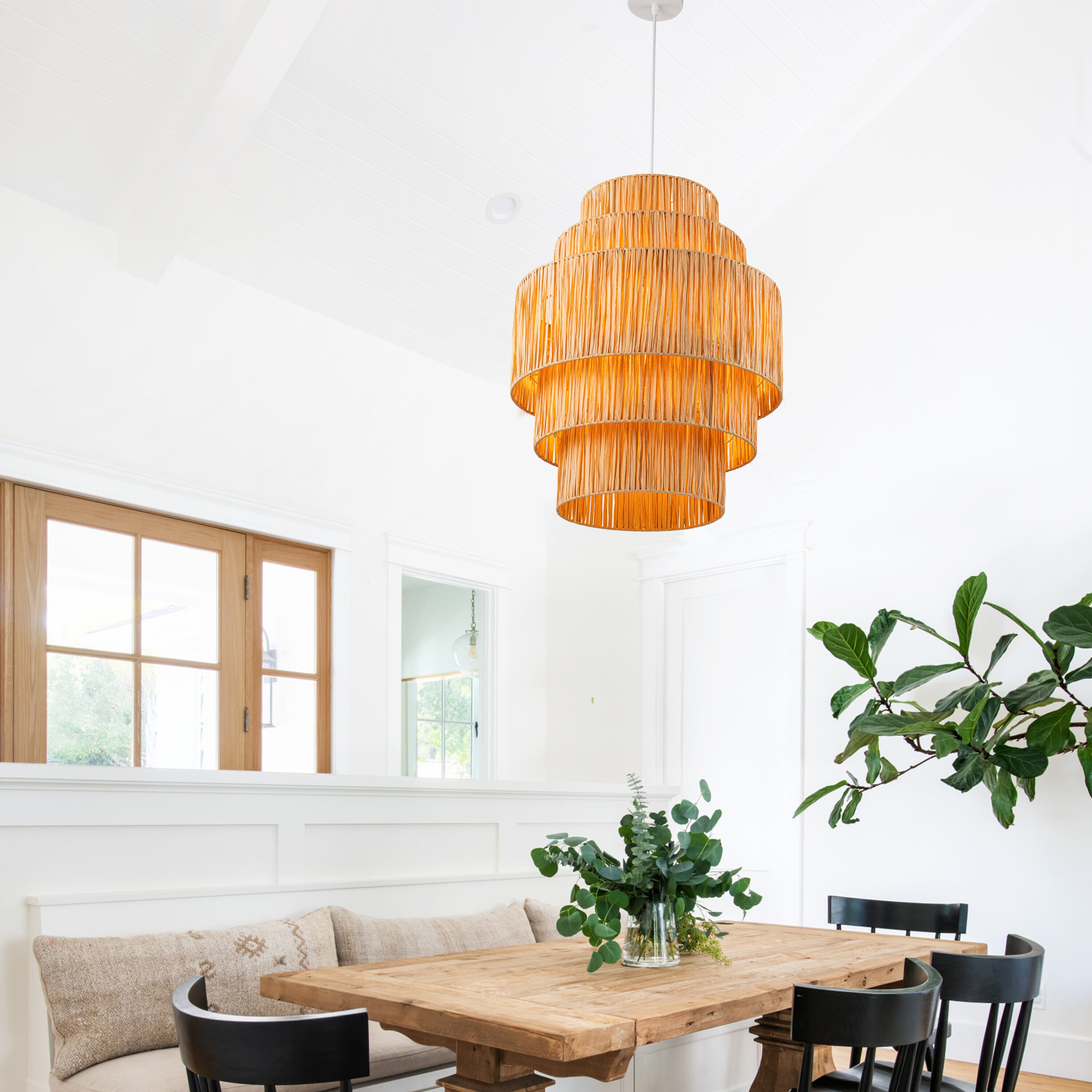 Acoma Natural Rope & Cotton Pendant Lamp - Ledkia