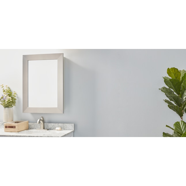 Style Selections 22 5 In X 30 Surface Recessed Mount Brushed Nickel Mirrored Soft Close Medicine Cabinet The Cabinets Department At Lowes Com