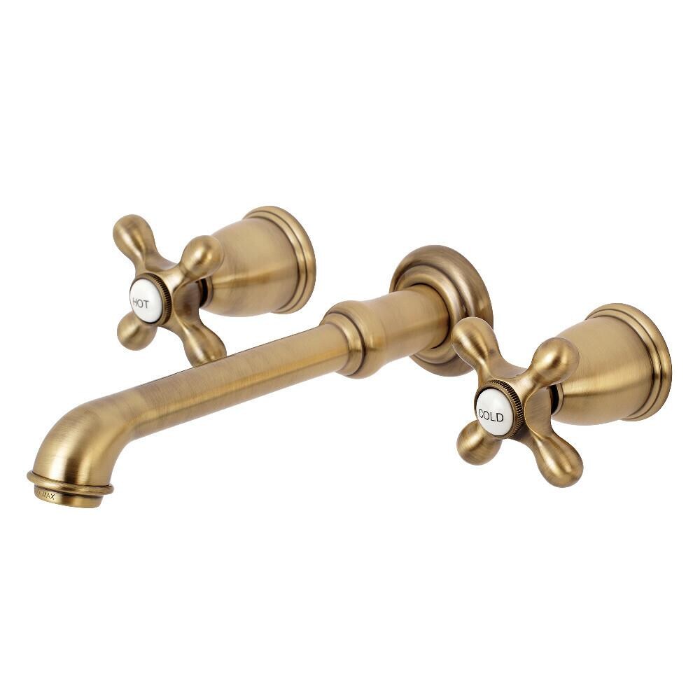Kingston Brass KS7123AX English Country 8-Inch Center Wall Mount Bathroom Faucet Vintage Brass