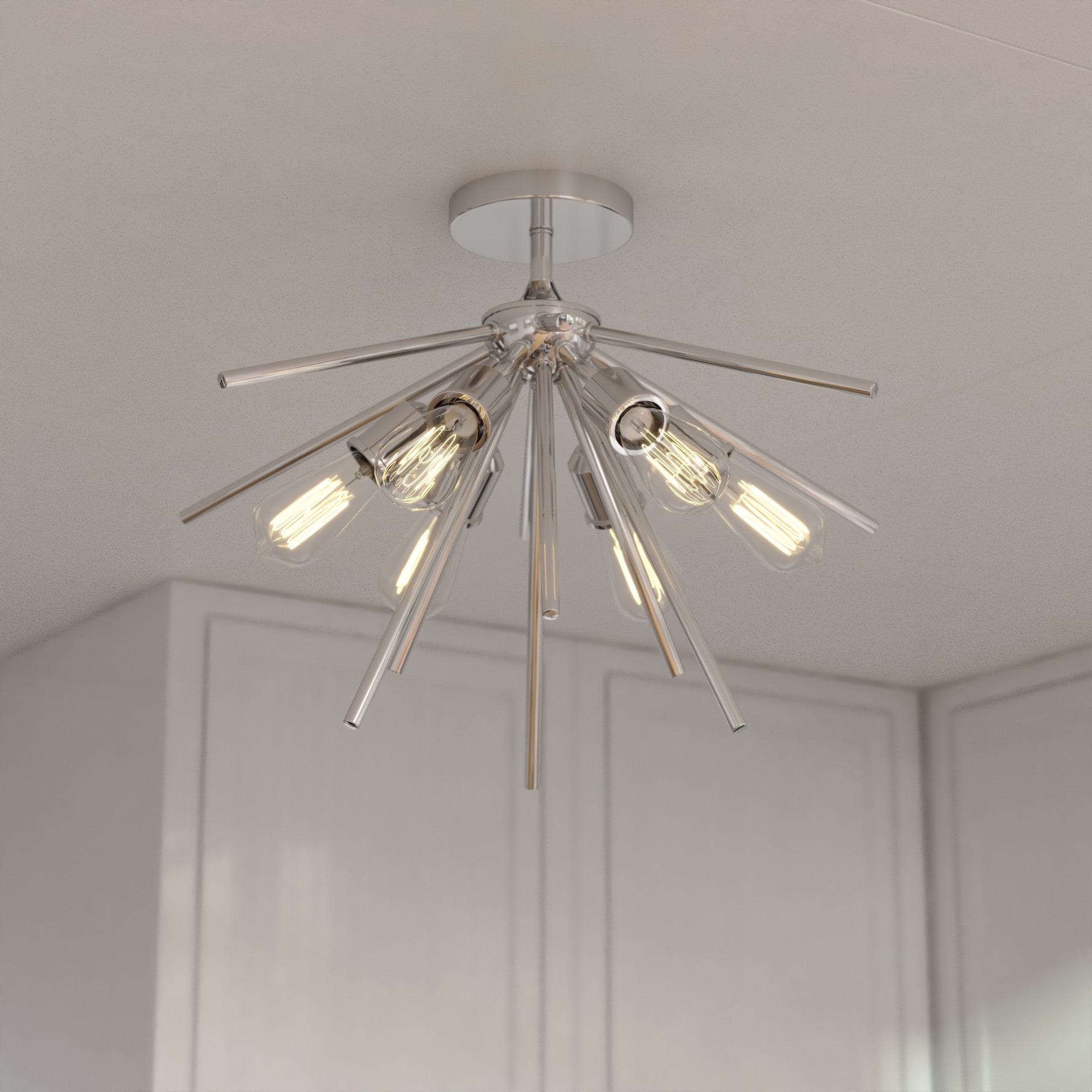 Cascadia Estelle 24-in Polished Nickel Indoor 6 -Light Semi-flush Mount Light