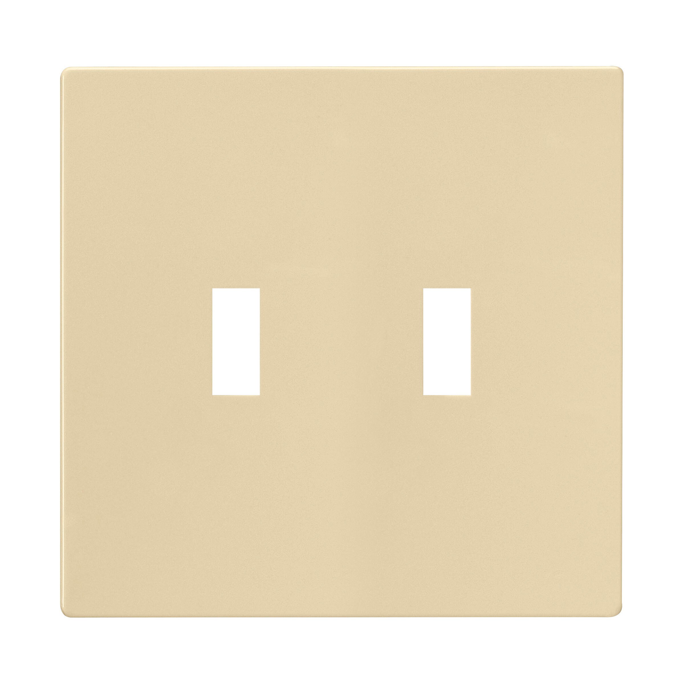 Eaton PJS2V 2-Gang Ivory Polycarbonate Indoor Screwless Toggle Wall Plate