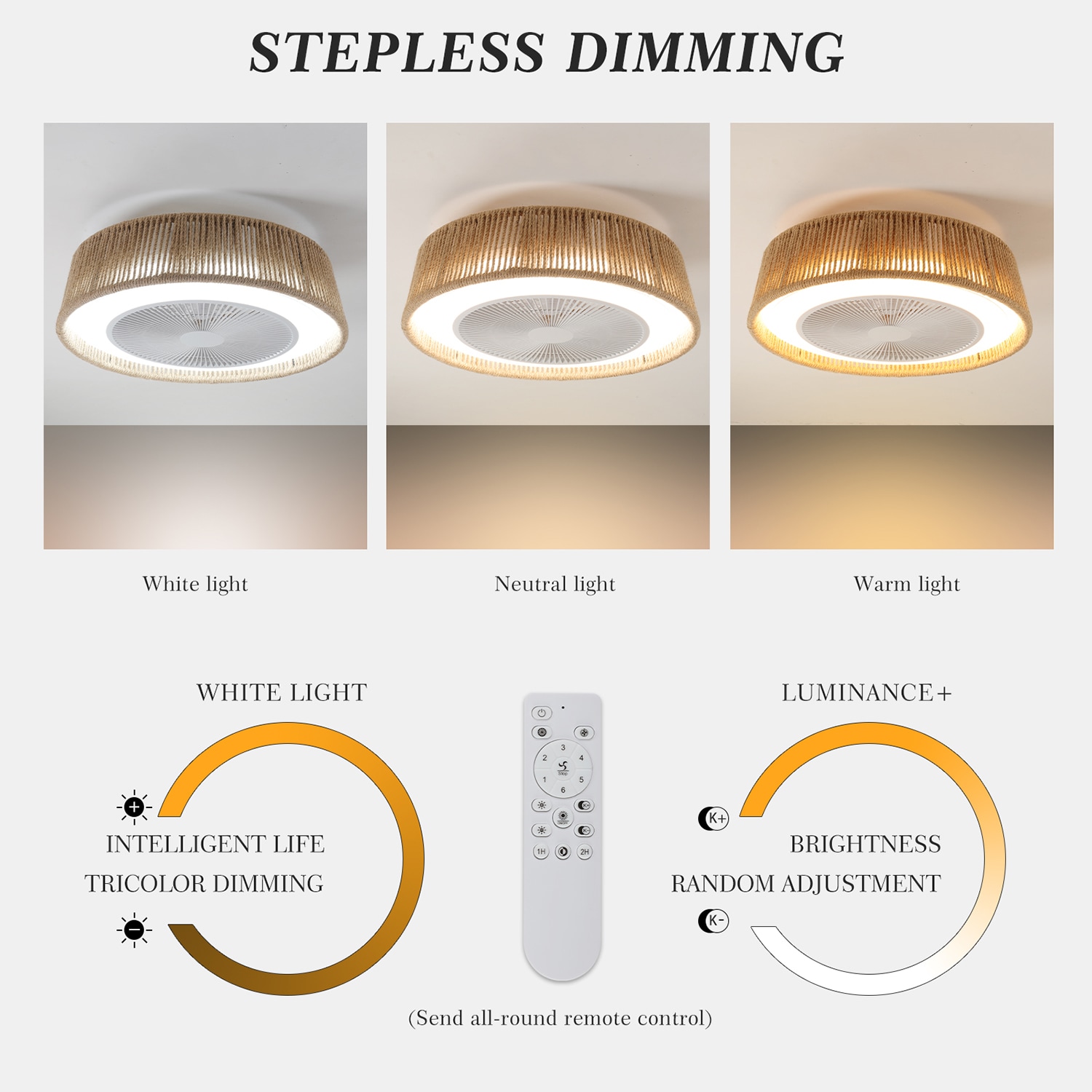 SINOFURN 21-in Brown Color-changing Integrated LED Indoor Flush Mount ...