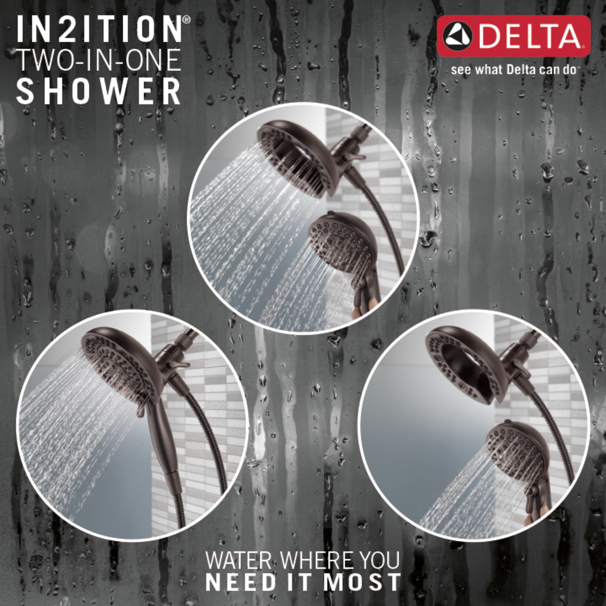 Delta In2ition Venetian Bronze Round Dual Combo Shower Head 2 5 GPM 9   44194050 