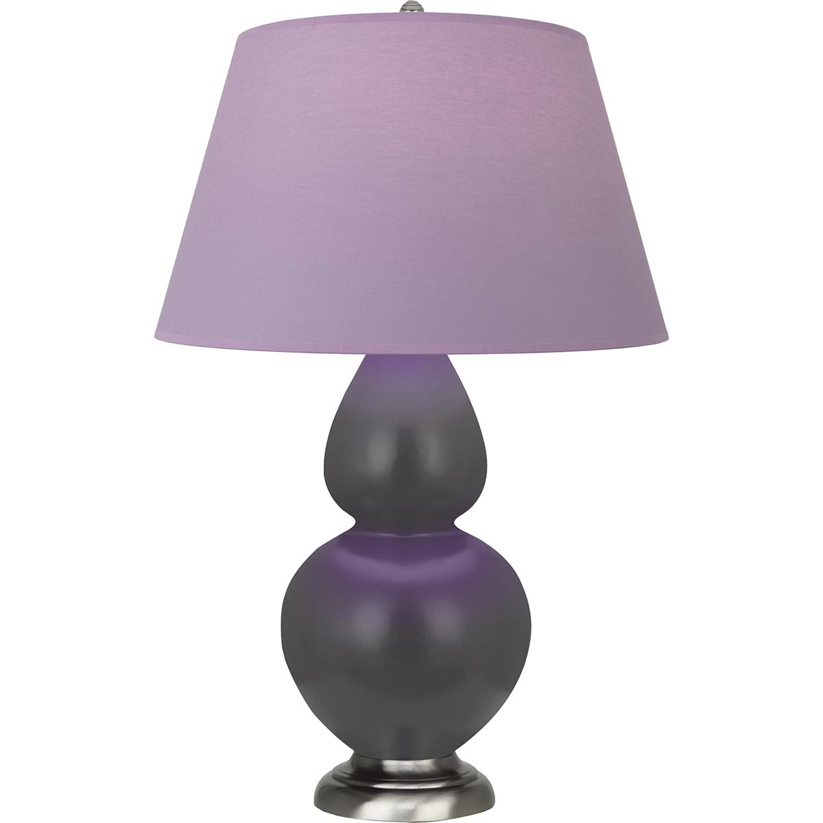 Robert Abbey Lighting Robert Abbey MCR59L Double Gourd Table Lamp Matte Ash Glazed Ceramic with Antique Silver