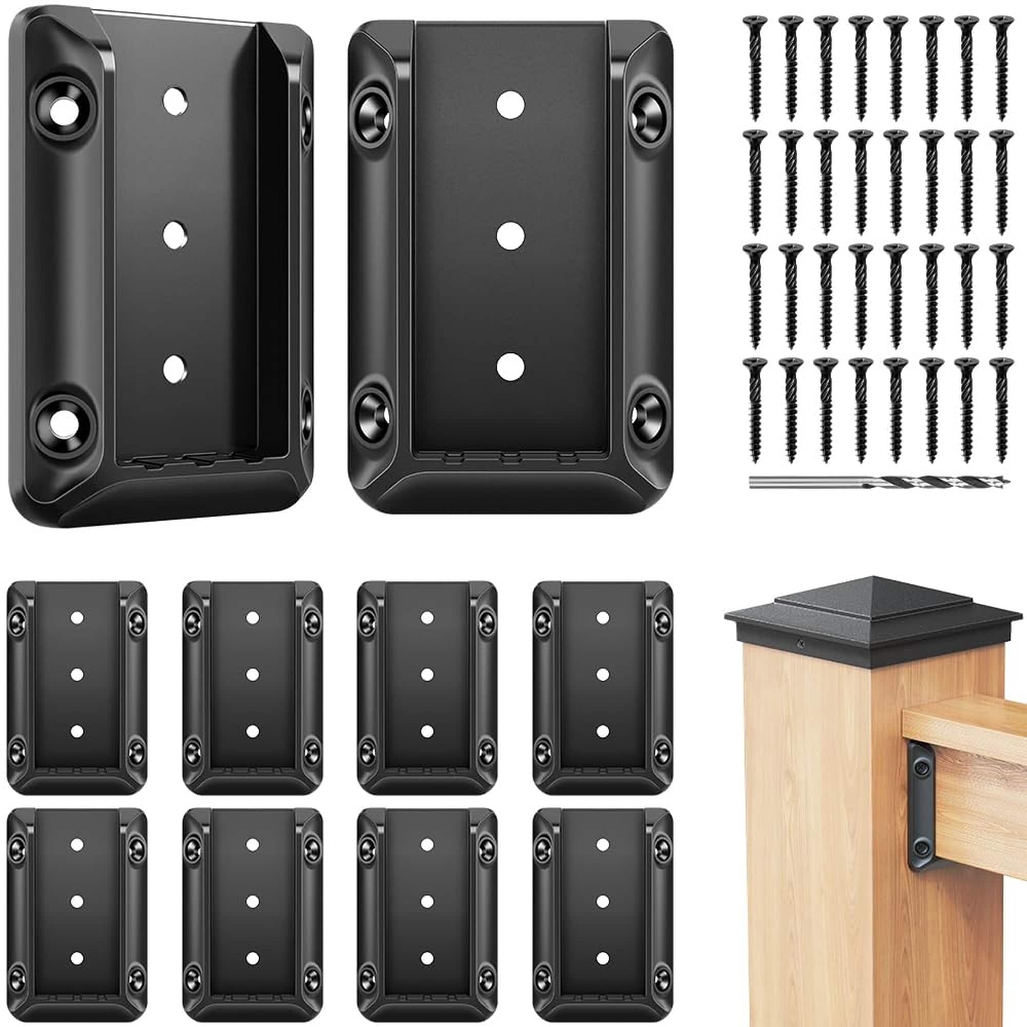 Numhew 4in L 2.6in W 0.6in H 20-Pack Deck Railing Bracket Connectors Black Nylon Fence Handrail Brackets