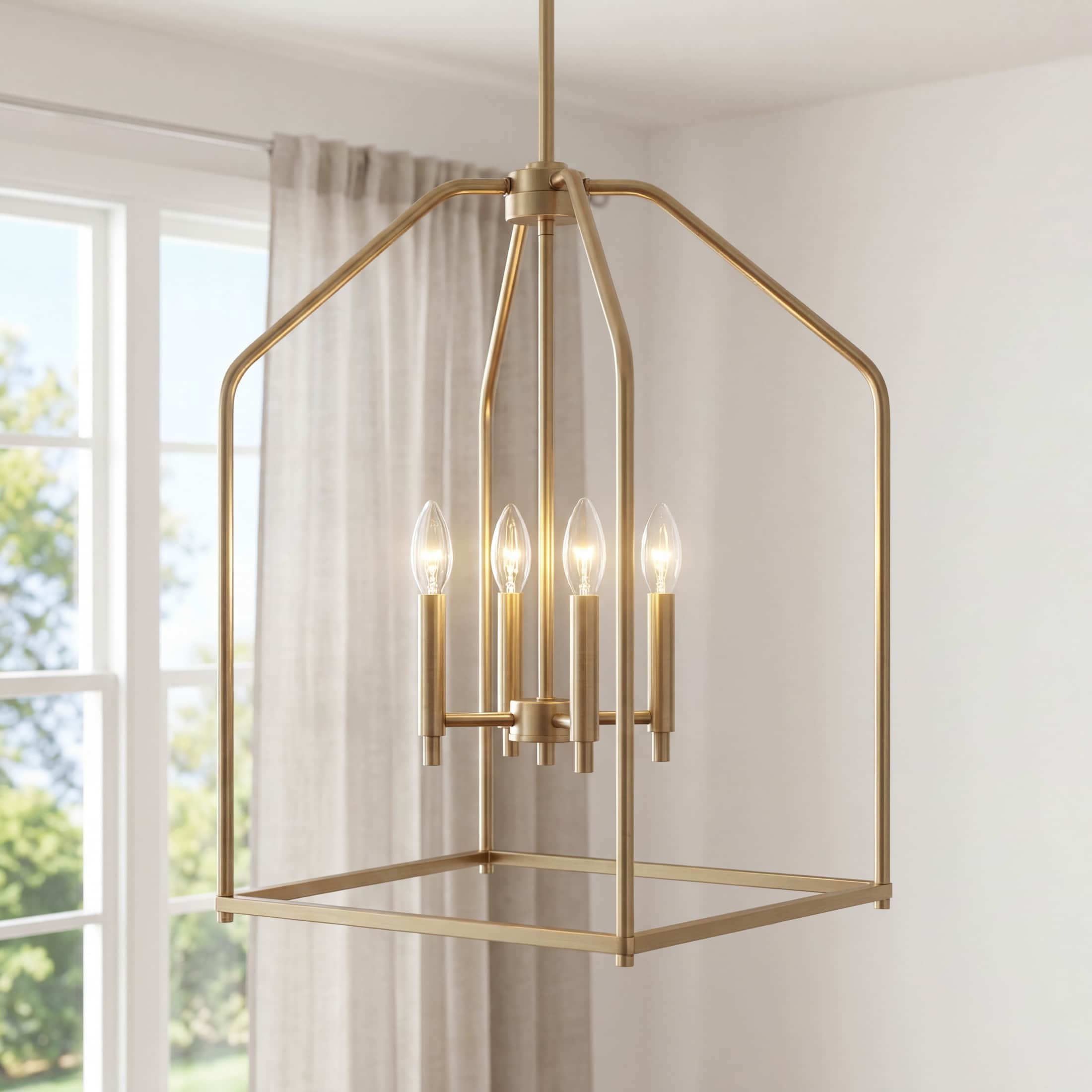 Kichler Madden 4 -Light Champagne Bronze Modern/contemporary Cage Square Medium Hanging Pendant Light