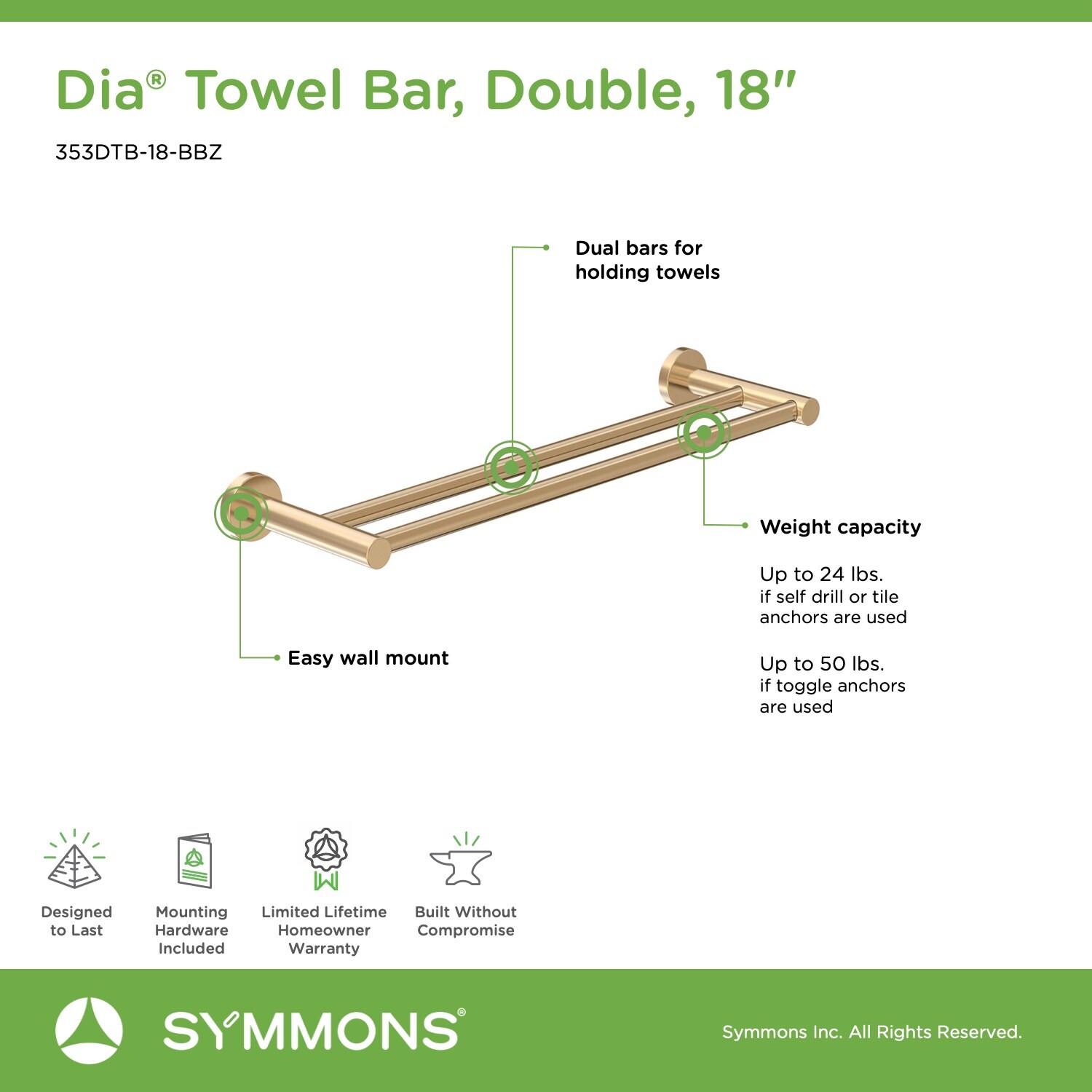 Symmons dia towel online bar