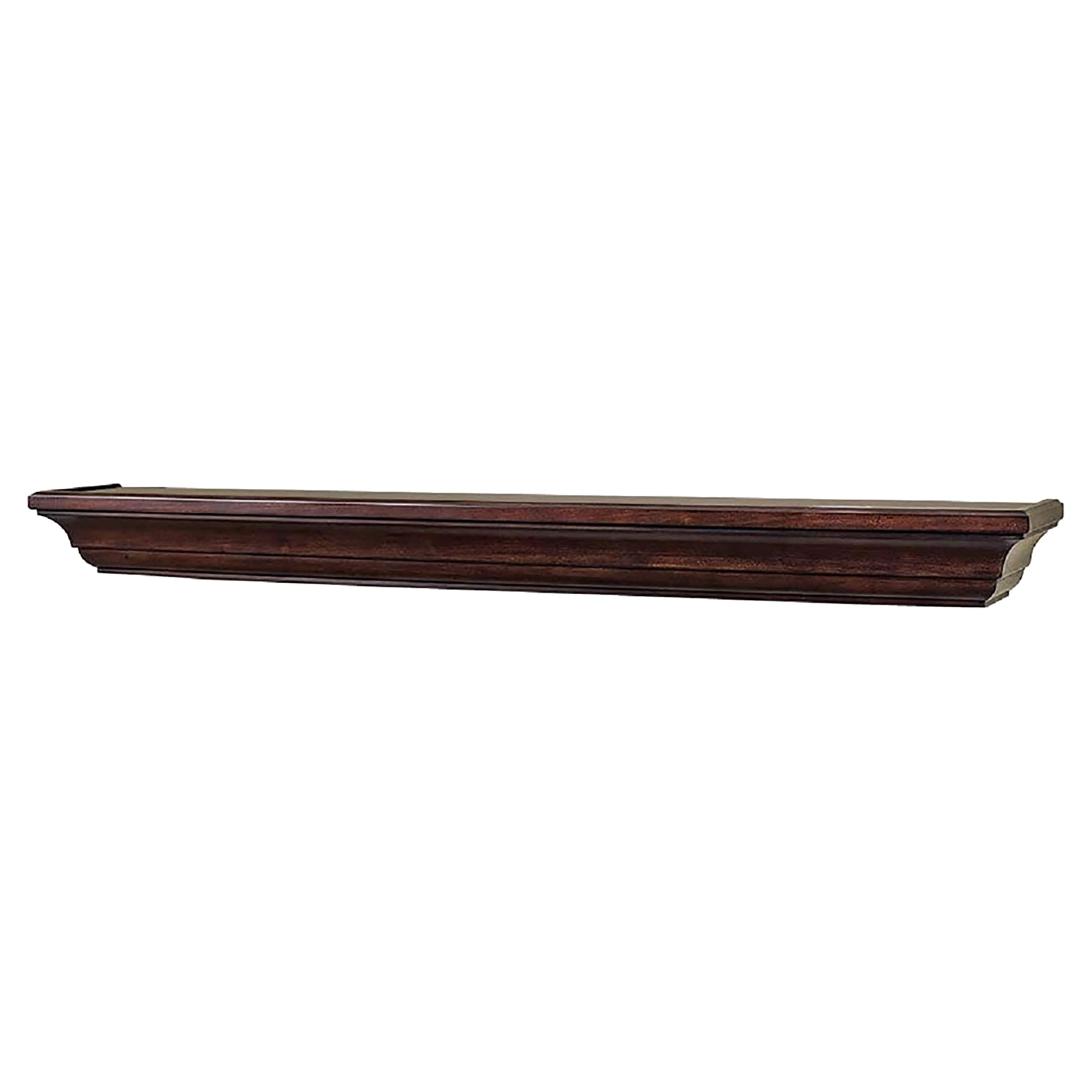 Mantels Direct COLTON-72-CHOC 72-in W x 5-in H x 8-in D Chocolate Pine Hollow Traditional Fireplace Mantel
