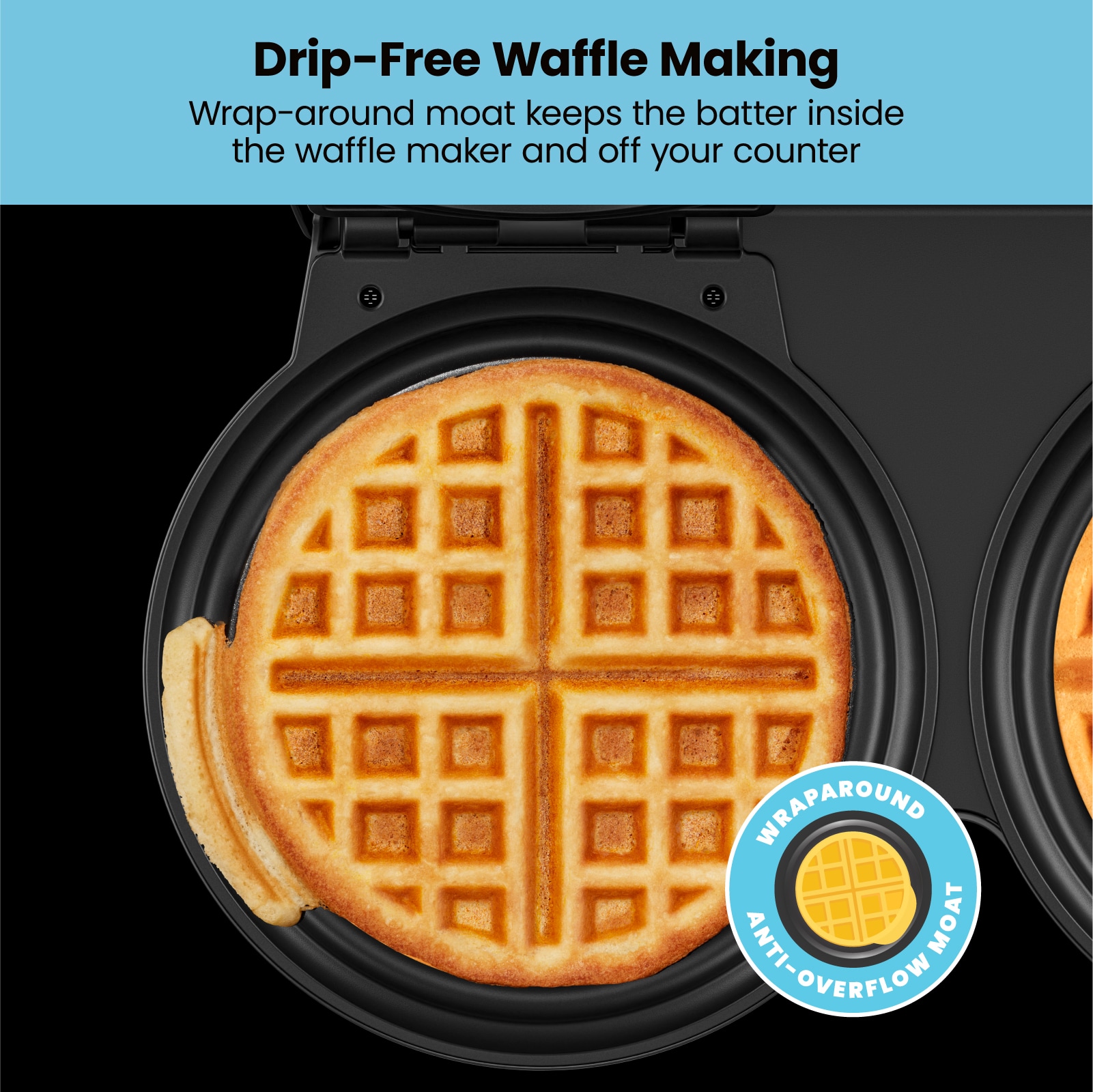 No-Drip Waffle Maker: Waffle Iron 1000W + Waffle Maker Machine For