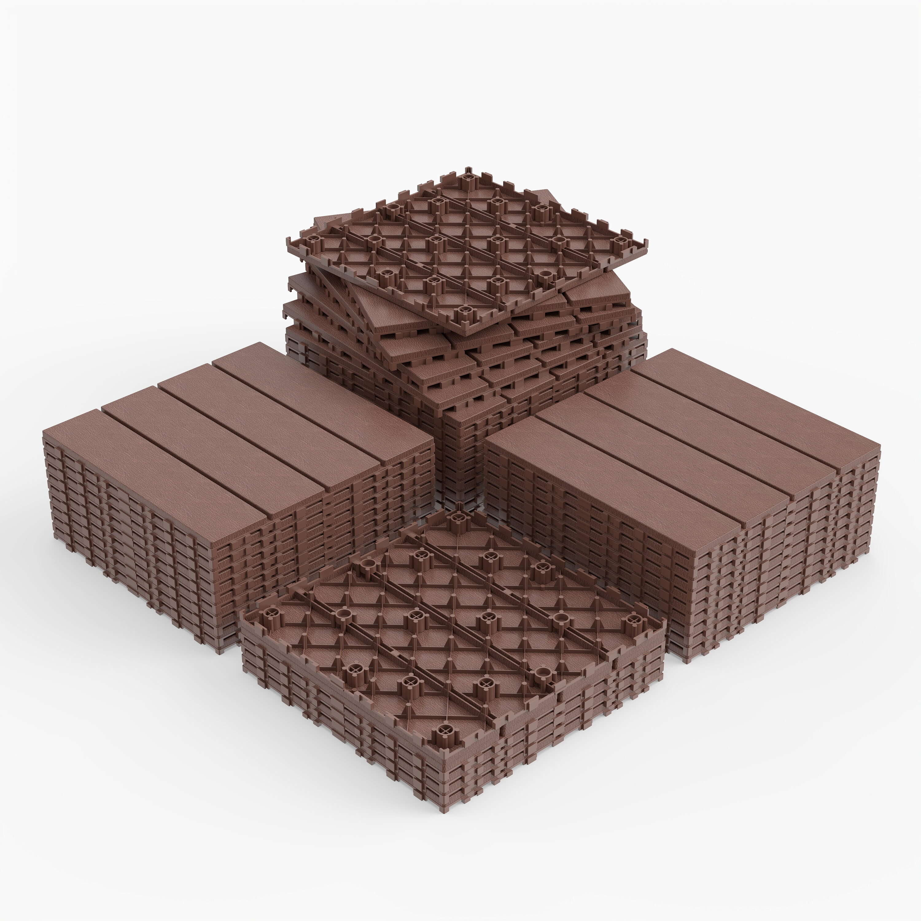 DENISLAWN 12-in x 12-in 44-Pack Brown Prefinished Plastic Interlocking Deck Tile (44 sq. ft.)