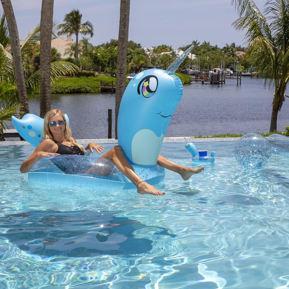 PoolCandy 48-in x 48-in 1-Seat Blue with Glitter Spring Float 4