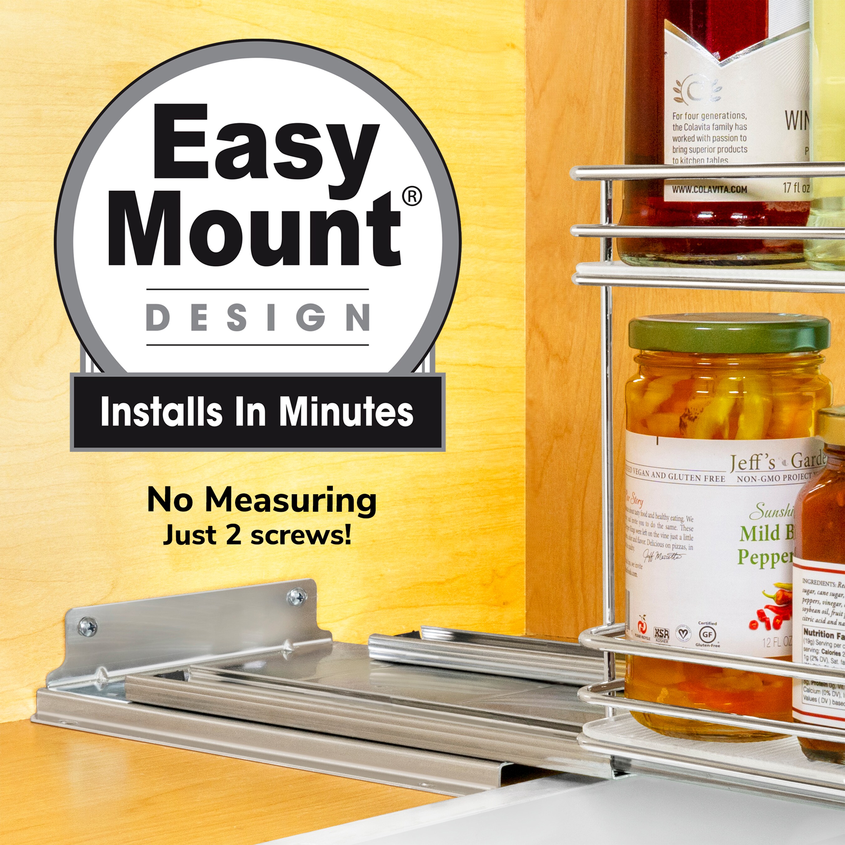 Spice Rack Wall Mounted, 4 Tiers Stackable Spice Pantry Organizers and Storage, Hanging No Drilling Spice Rack Organizer Storage for Kitchen Cabinet