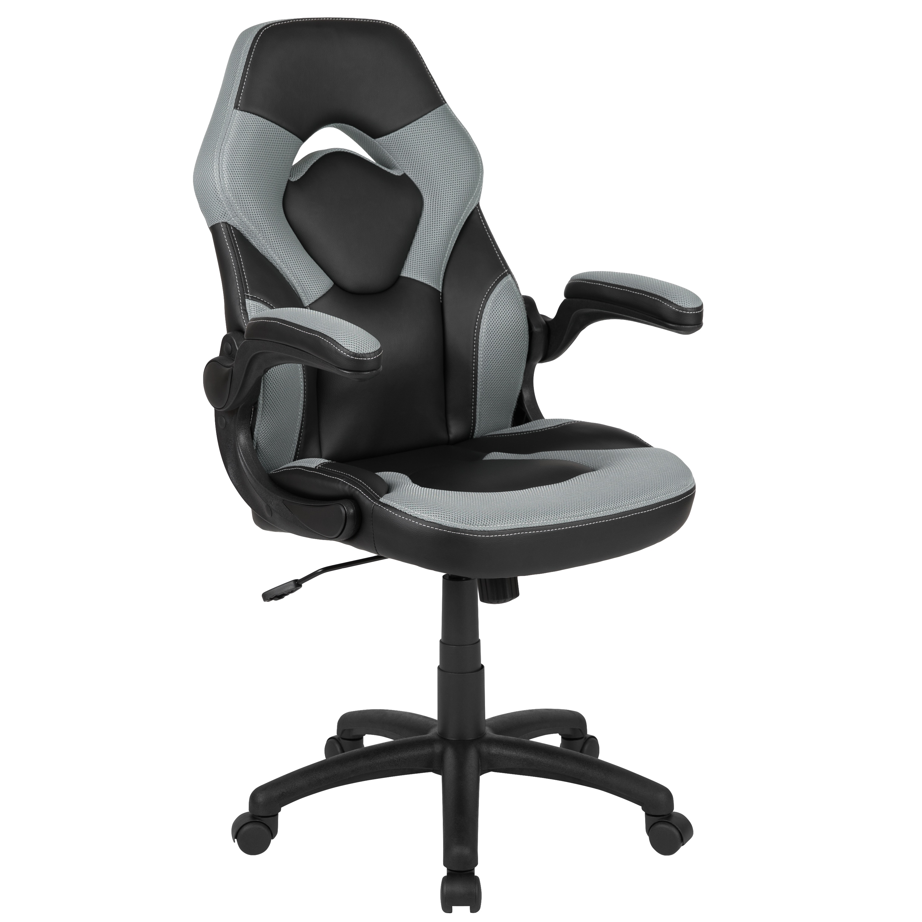 Emma + Oliver Z100 Gaming Racing PC Chair with Flip-up Arms; Gray