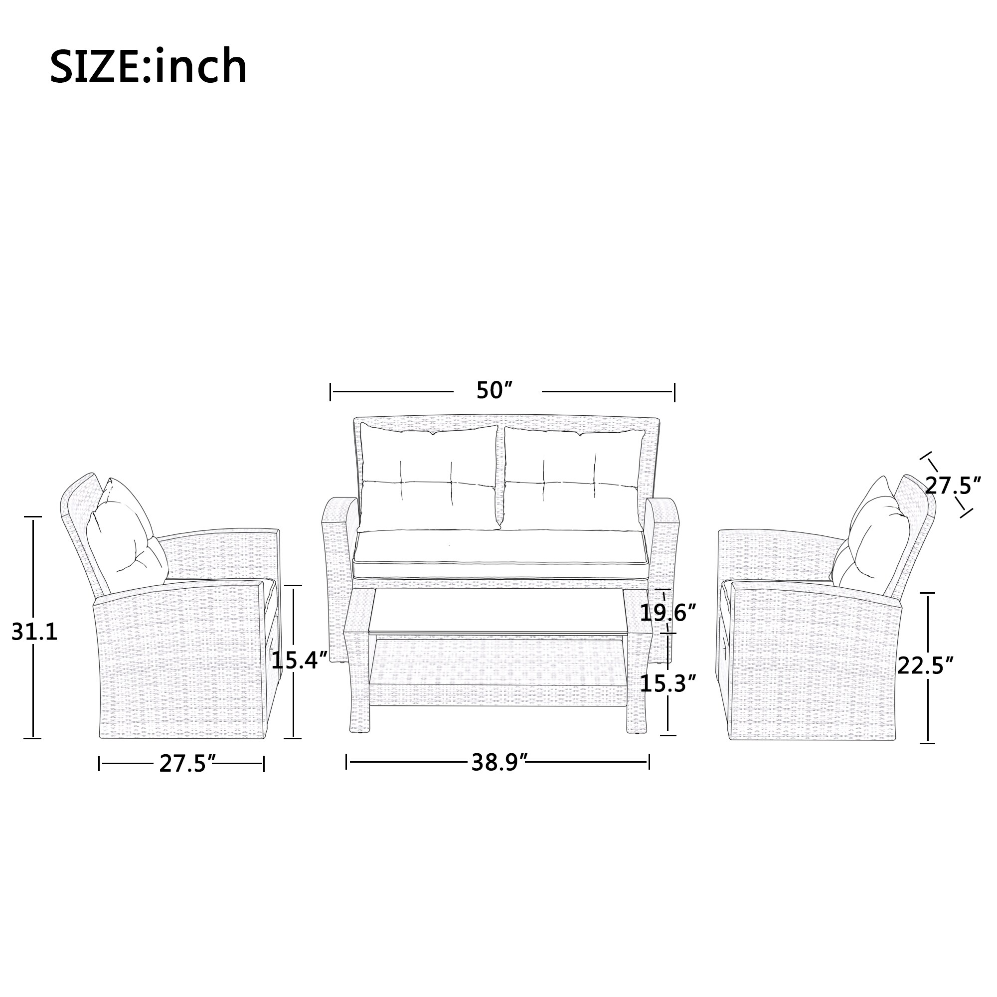 Dimakai DK-US-98AAA Patio-Conversation-Sets - View #3