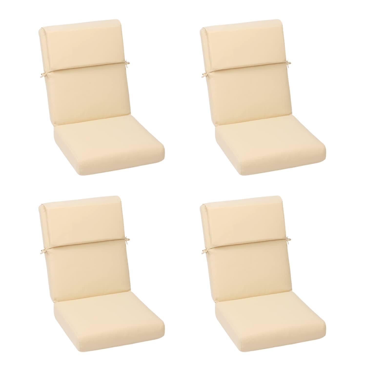Aoodor A050-PLNLN 20.5-in x 20.5-in 4 -Piece Beige High back patio chair cushion