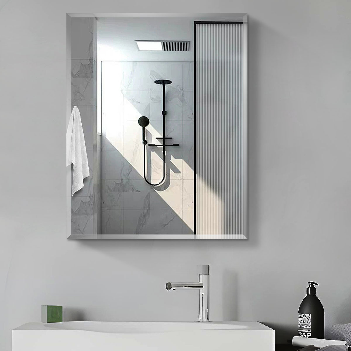 Forclover MA 24-in x 30-in Surface Mount Silver Mirrored Soft Close Medicine Cabinet