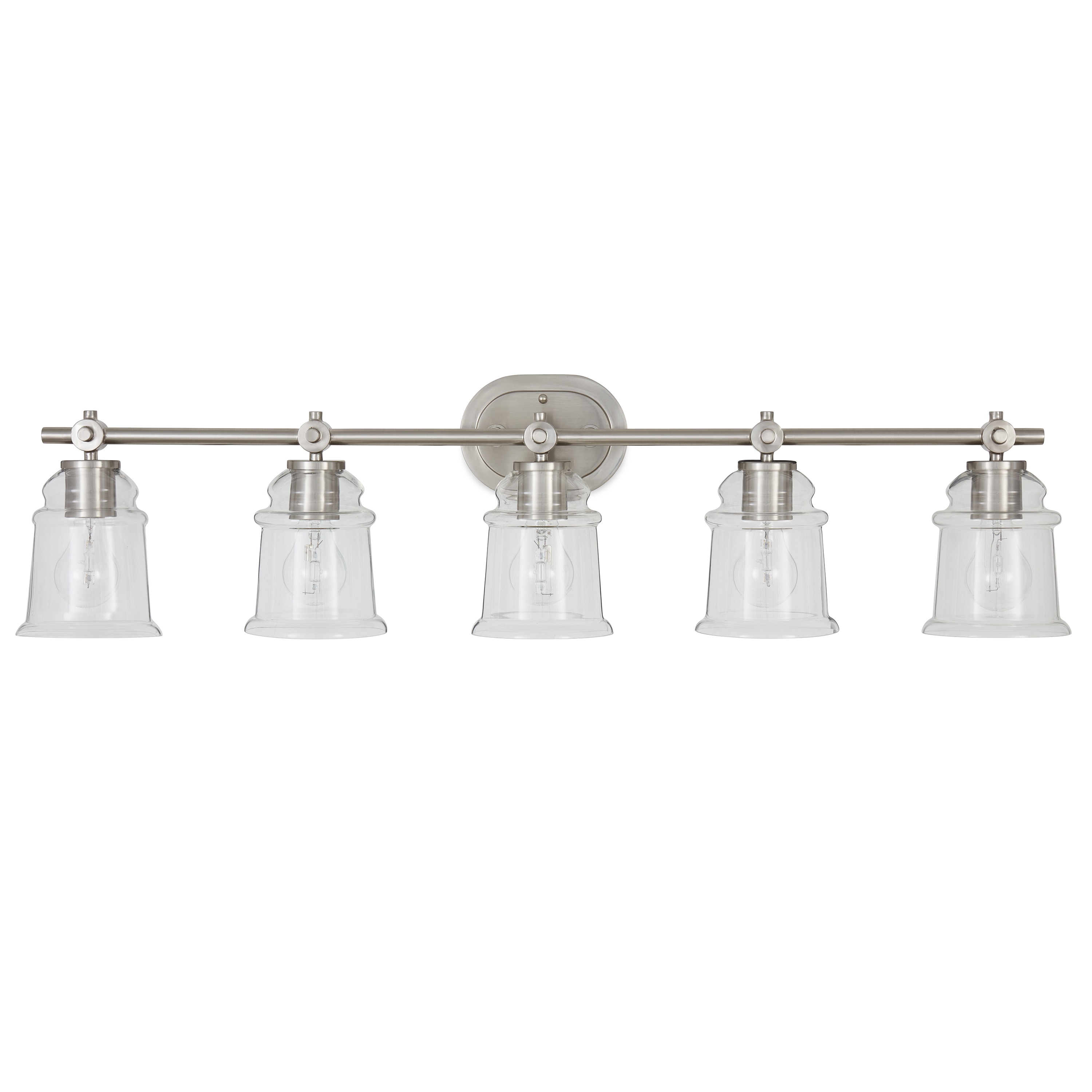 allen + roth Winsbrell 38-in 5-Light Brushed Nickel Traditional Vanity ...