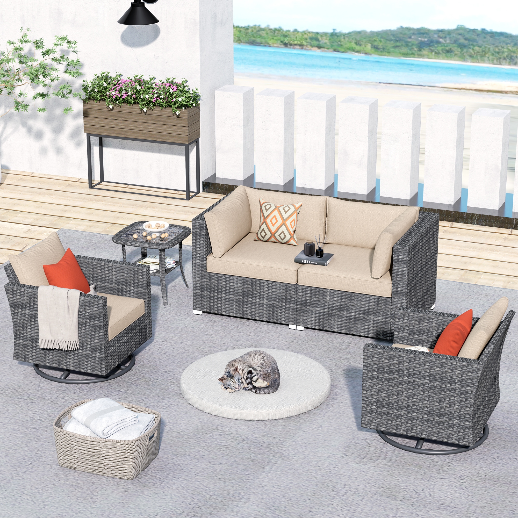 Pouuin SYZHOP6-BOX1 Patio-Conversation-Sets - View #2