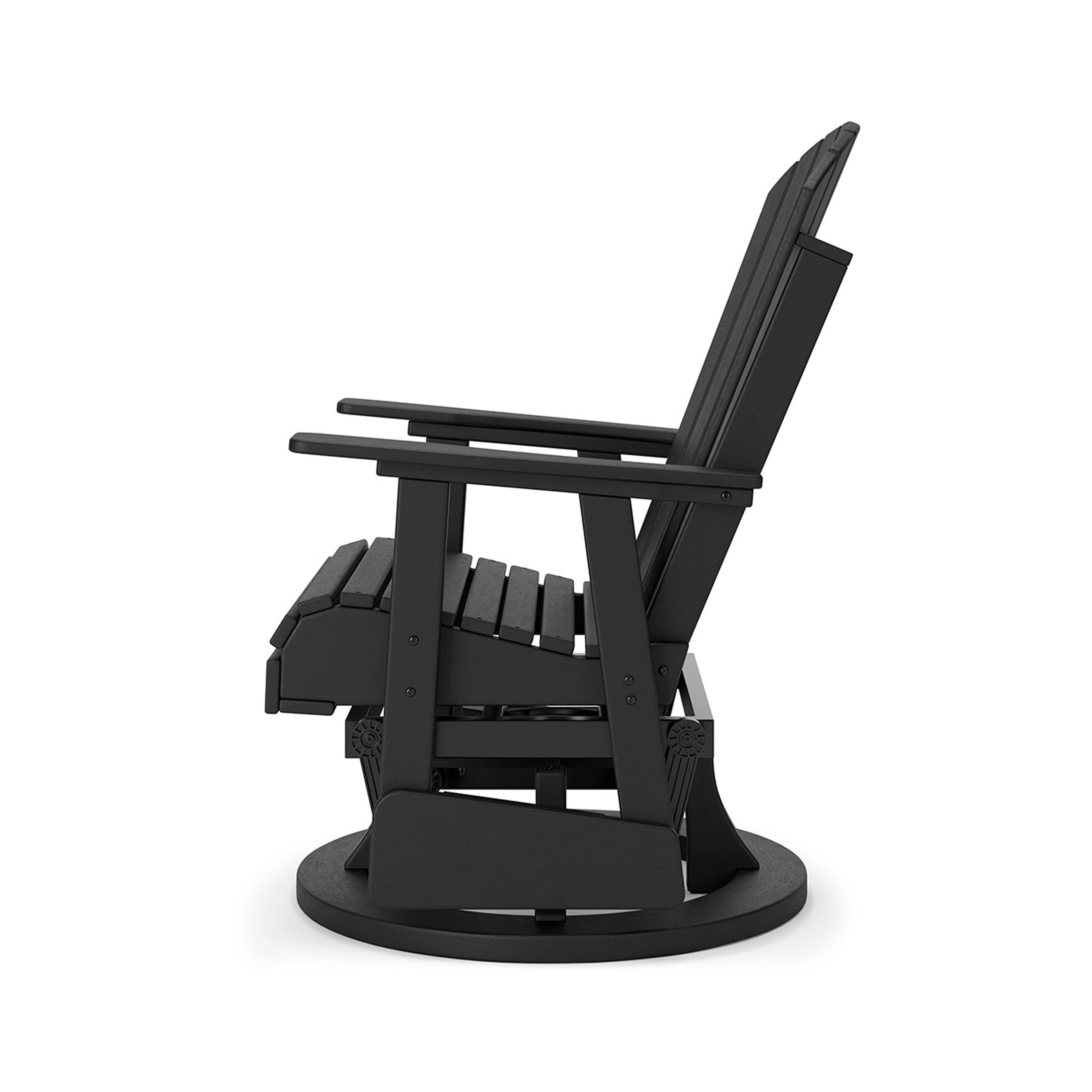 Black HDPE Outdoor Swivel Glider Chair with Adirondack Design